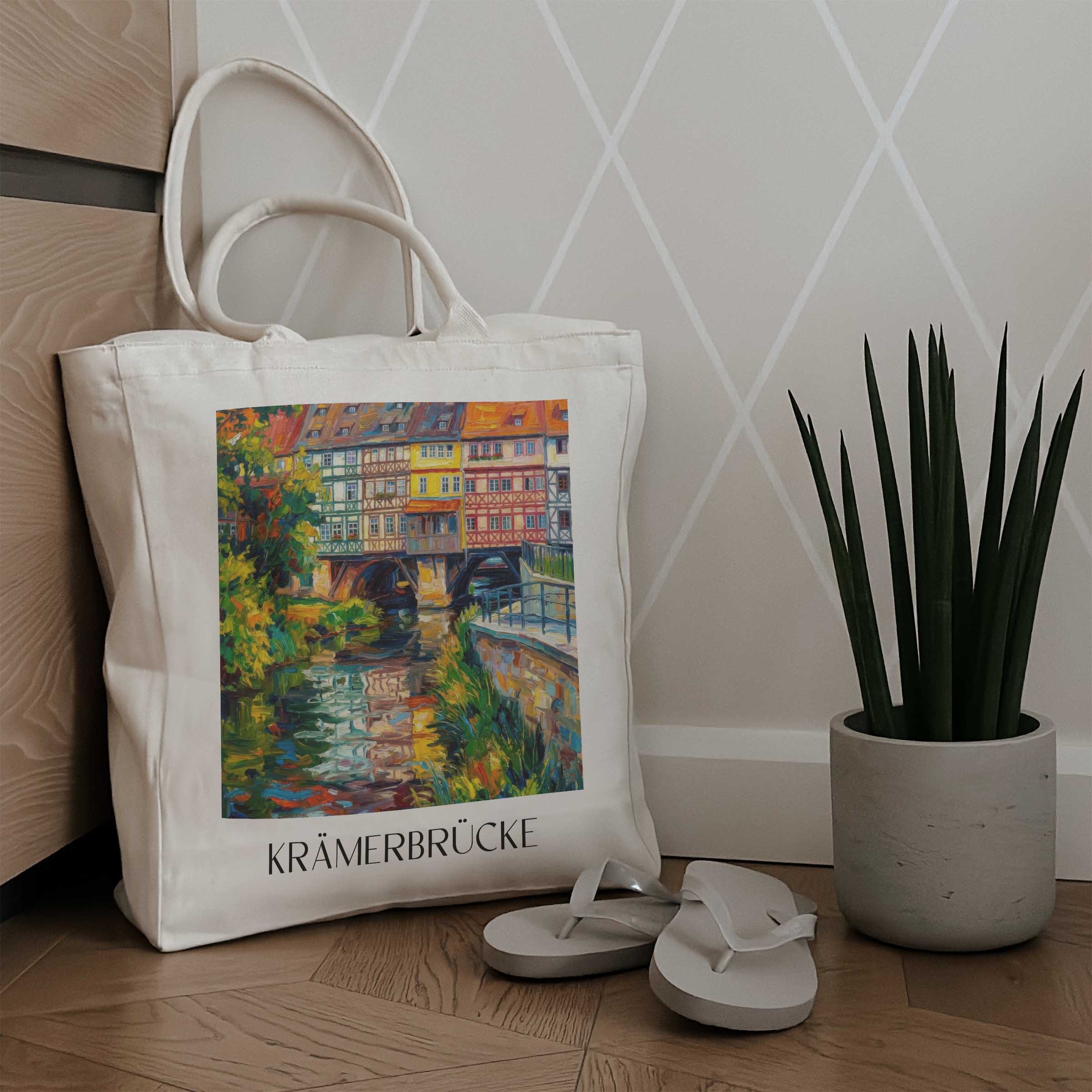 krämerbrücke-erfurt-deutschland-einkaufstasche-oil-painting-oelgemaelde