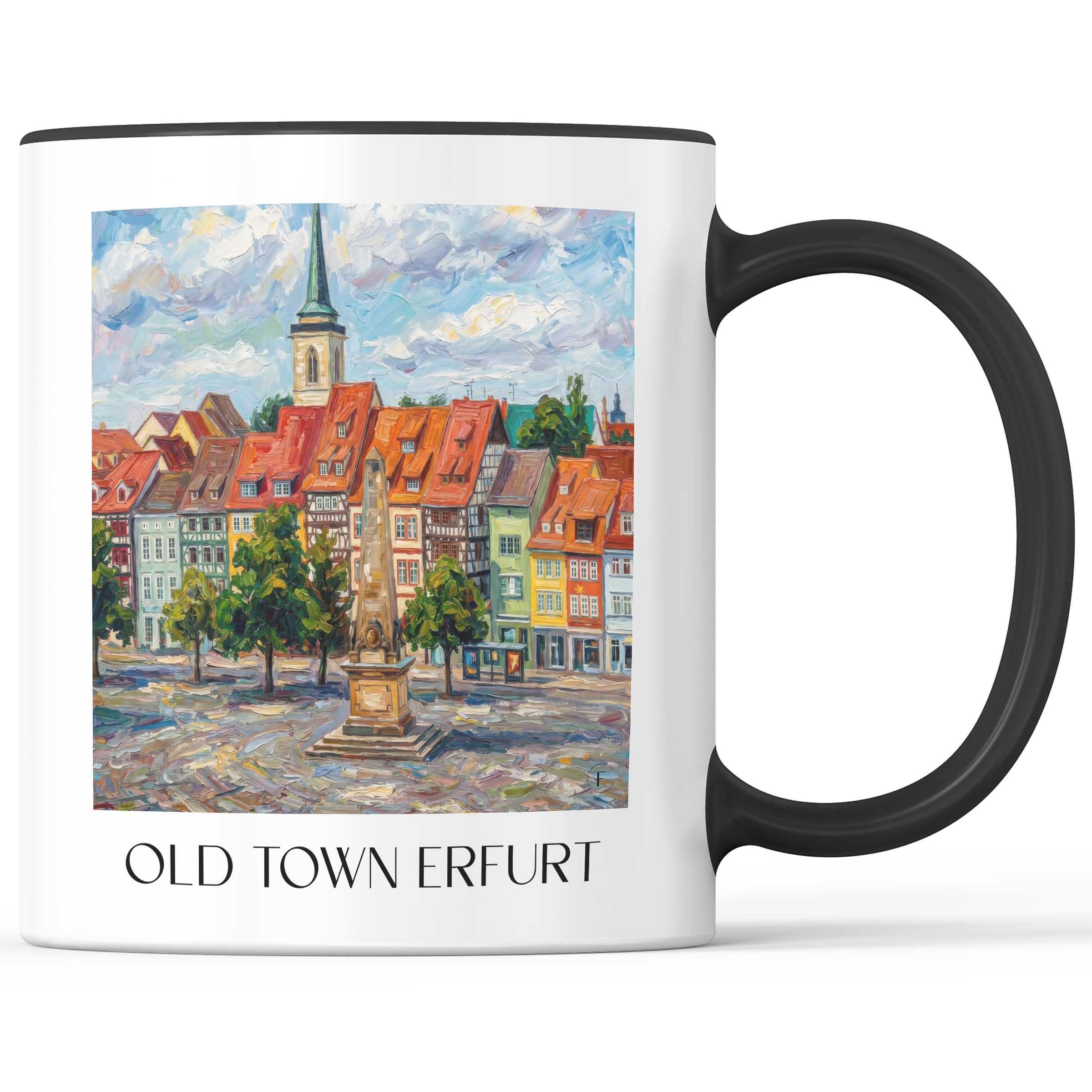 Altstadt Kaffeebecher - Erfurt - Deutschland Becher - Kaffeetasse im Ölgemälde Stil