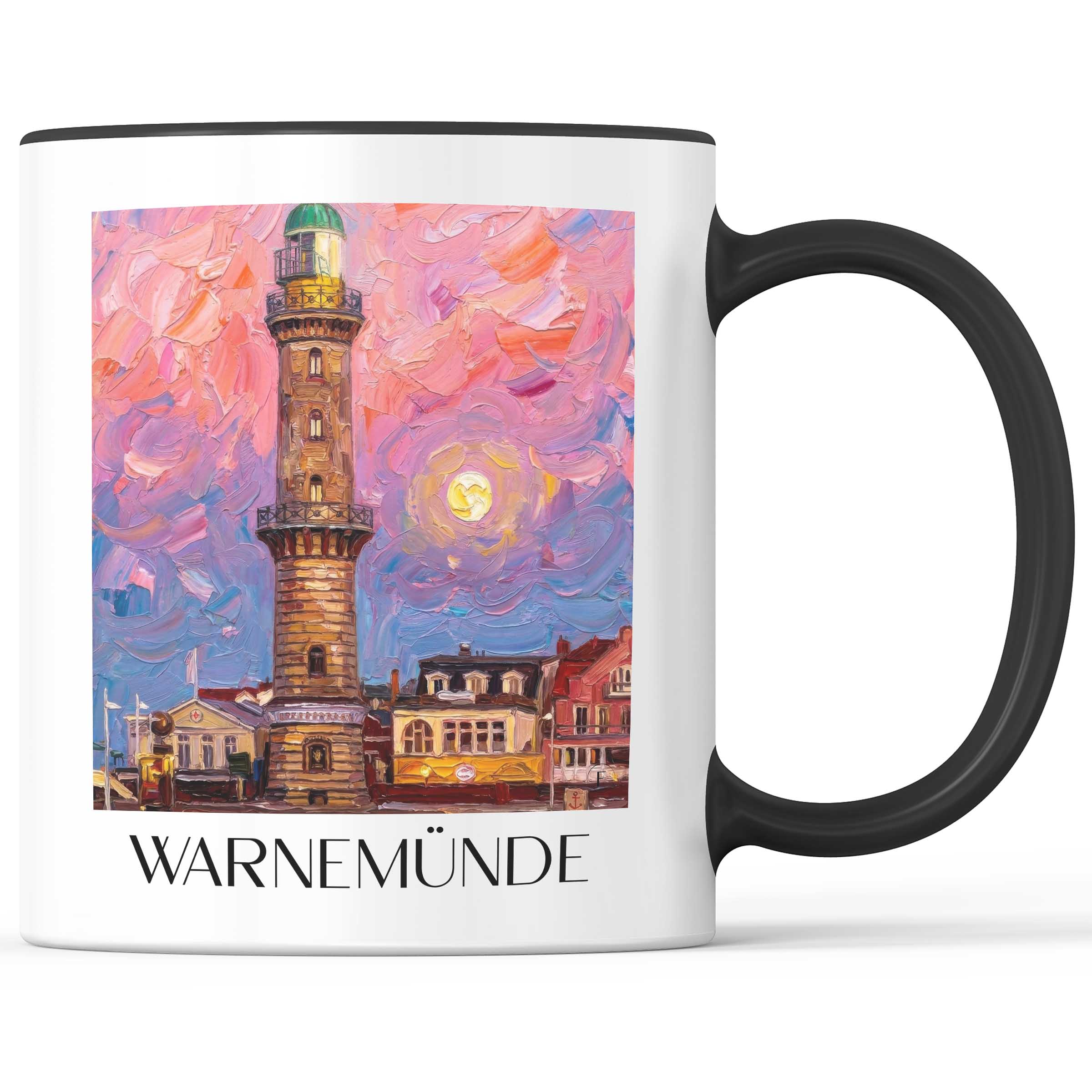 Warnemünde Kaffeebecher - Rostock - Deutschland Becher - Kaffeetasse im Ölgemälde Stil