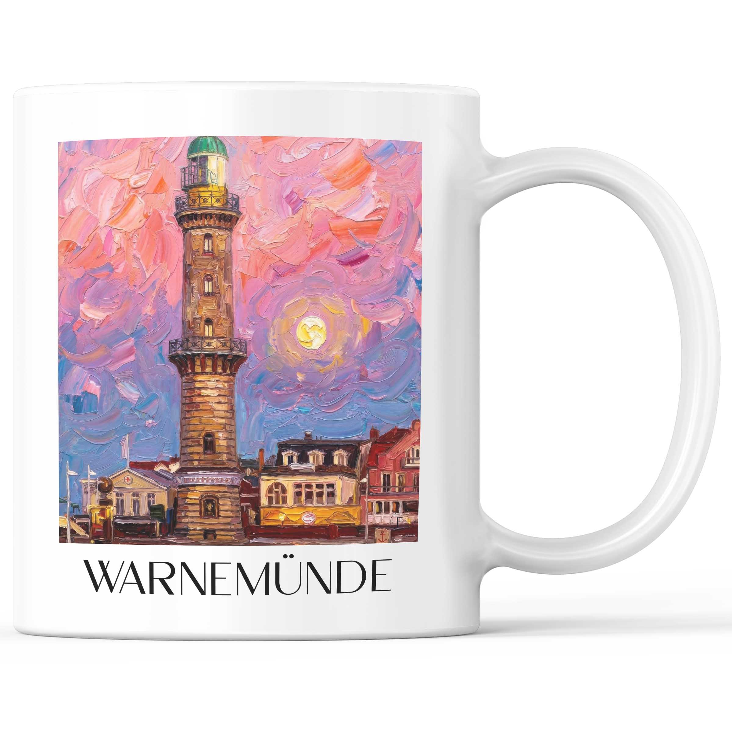Warnemünde Kaffeebecher - Rostock - Deutschland Becher - Kaffeetasse im Ölgemälde Stil