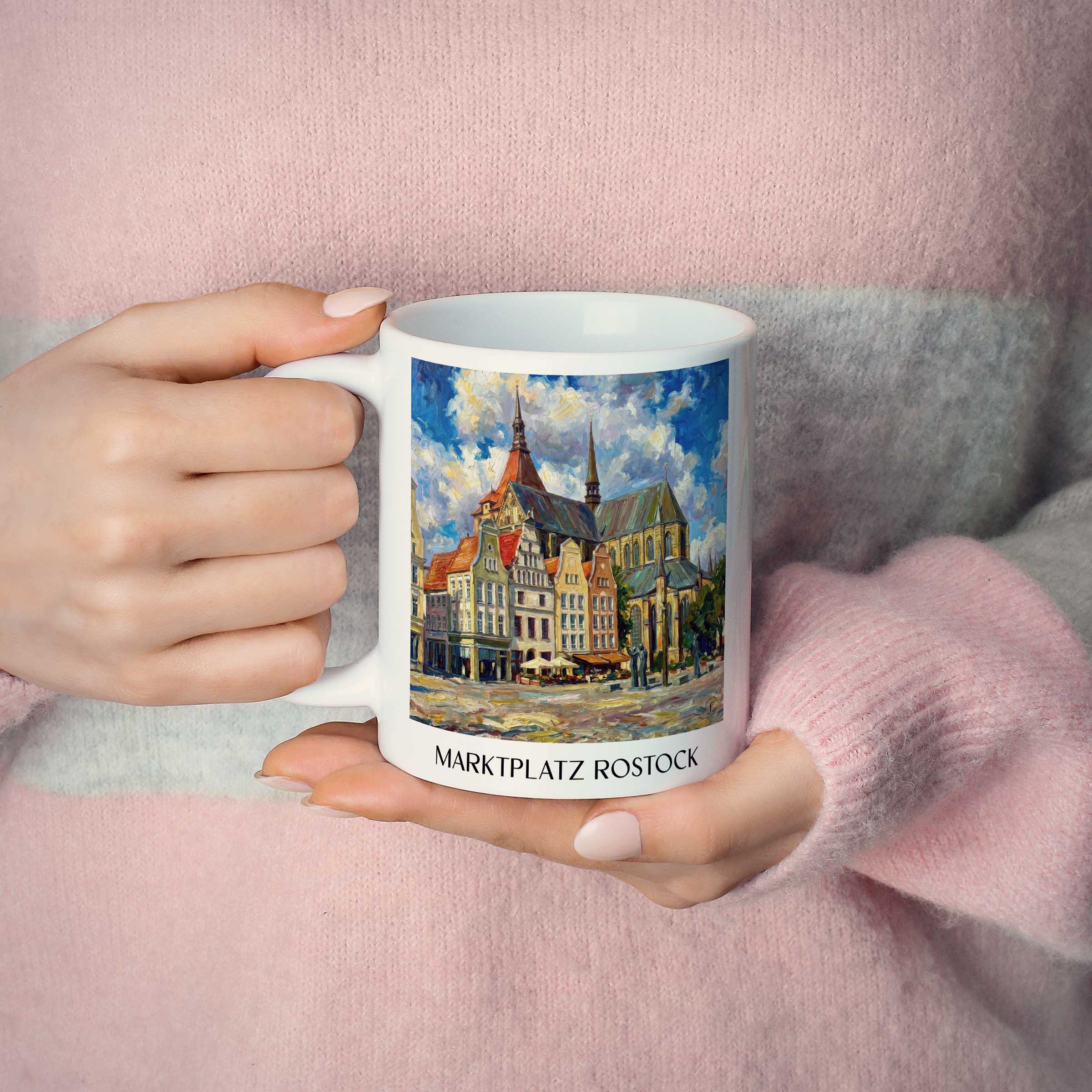 marktplatz-rostock-deutschland-kaffeebecher-oil-painting-oelgemaelde