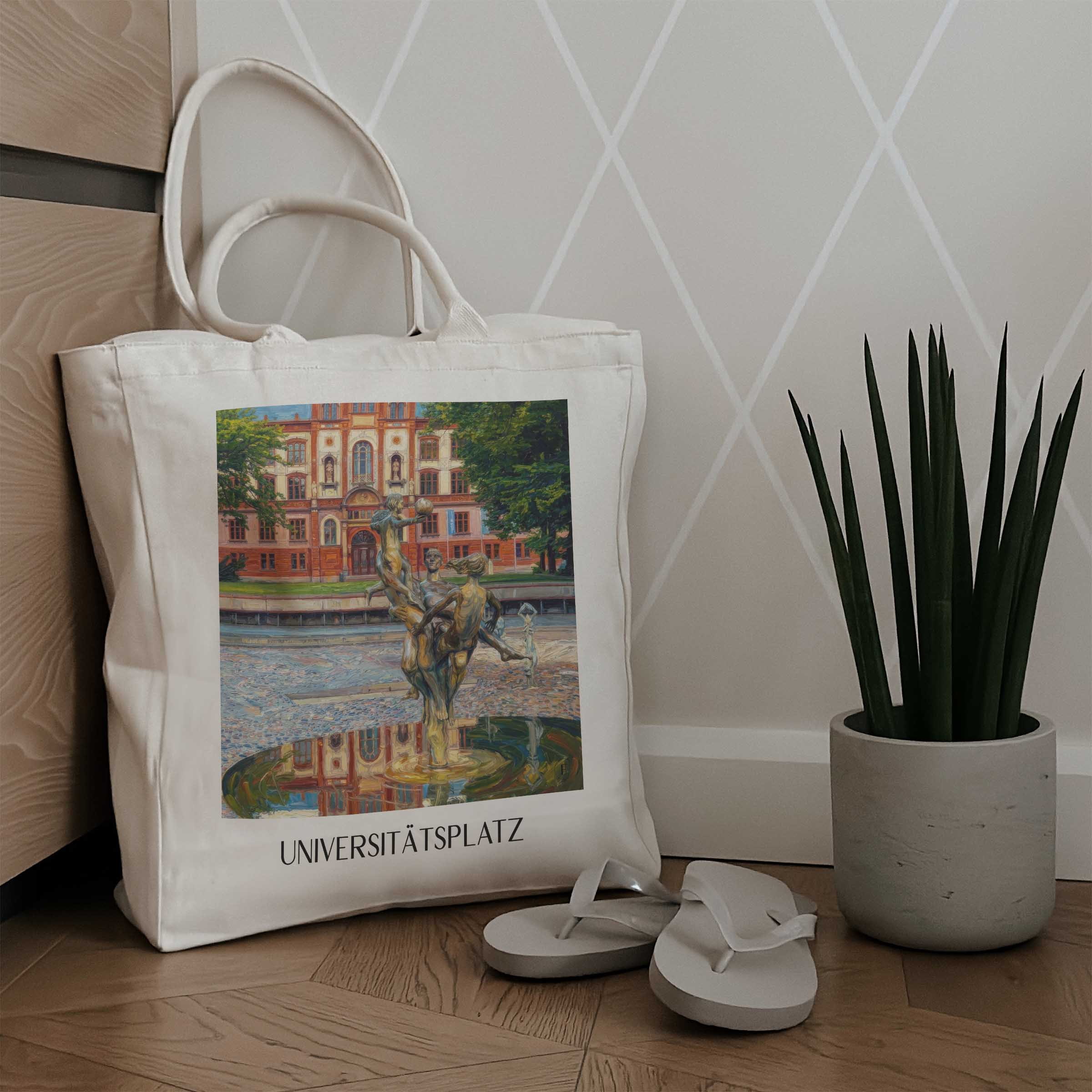 universitätsplatz-rostock-deutschland-einkaufstasche-oil-painting-oelgemaelde