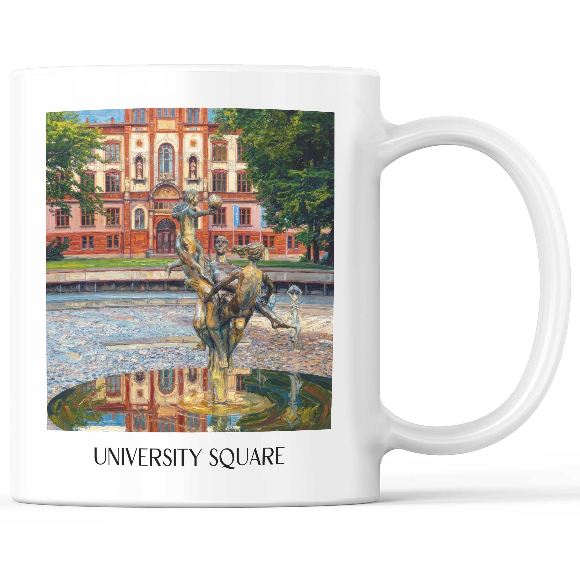 Universitätsplatz Kaffeebecher - Rostock - Deutschland Becher - Kaffeetasse im Ölgemälde Stil