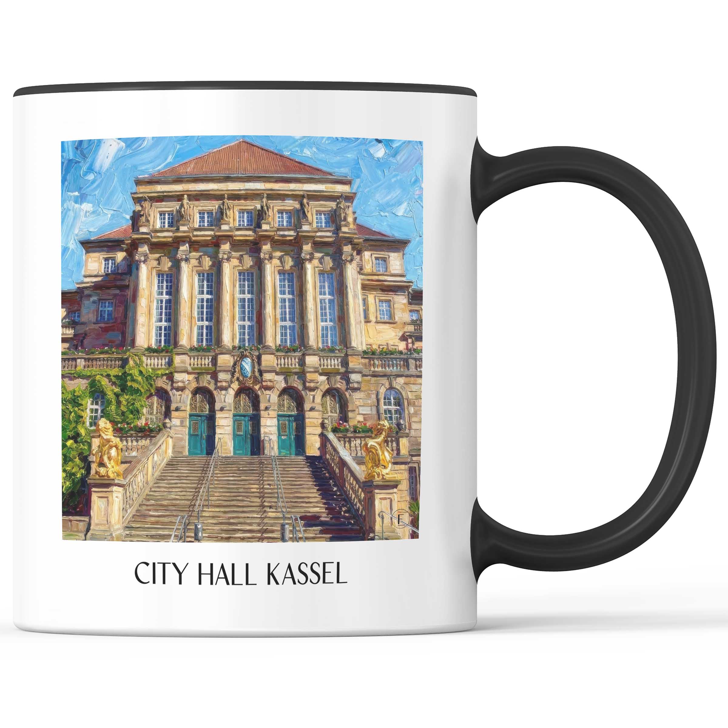 Rathaus Kaffeebecher - Kassel - Deutschland Becher - Kaffeetasse im Ölgemälde Stil