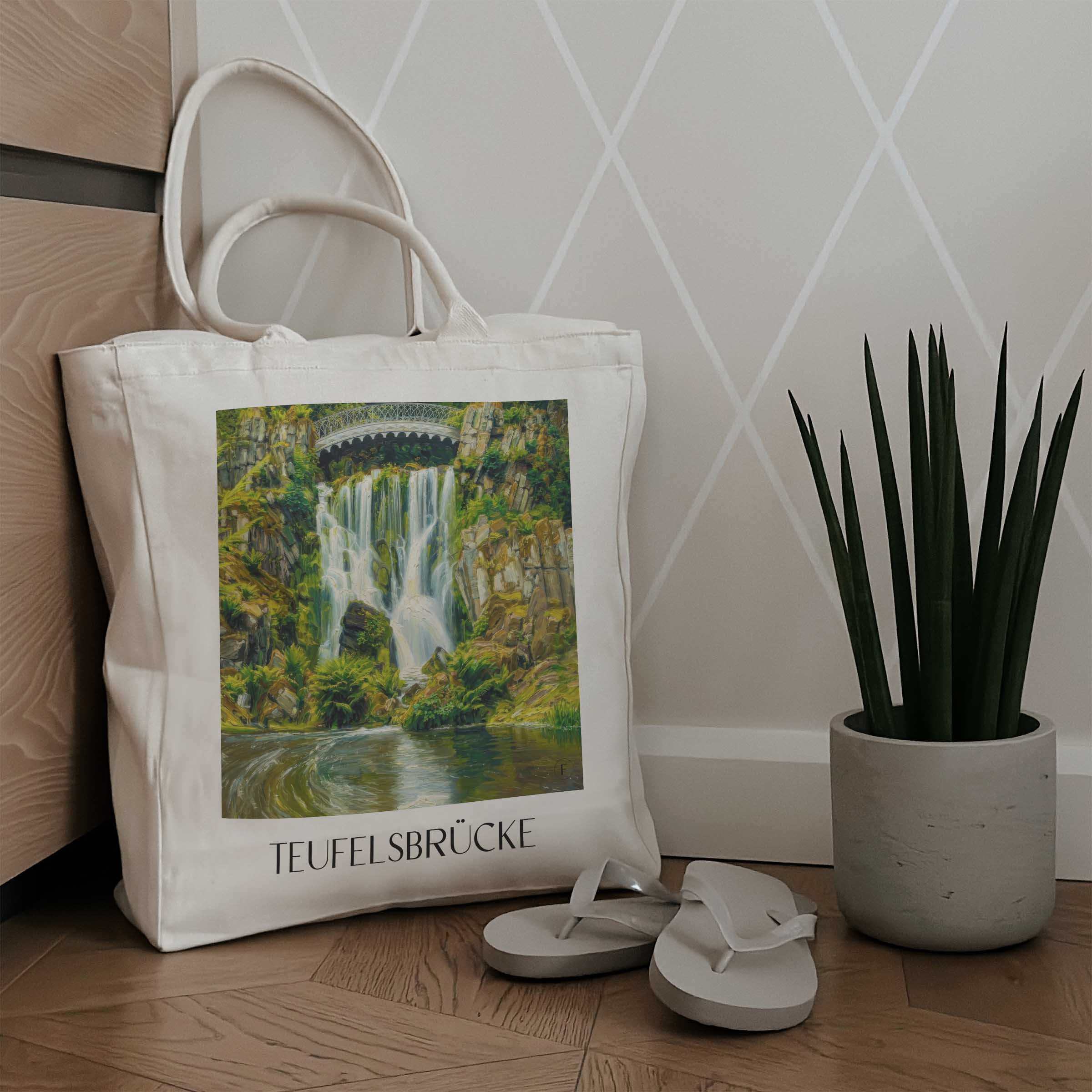 teufelsbrücke-kassel-deutschland-einkaufstasche-oil-painting-oelgemaelde