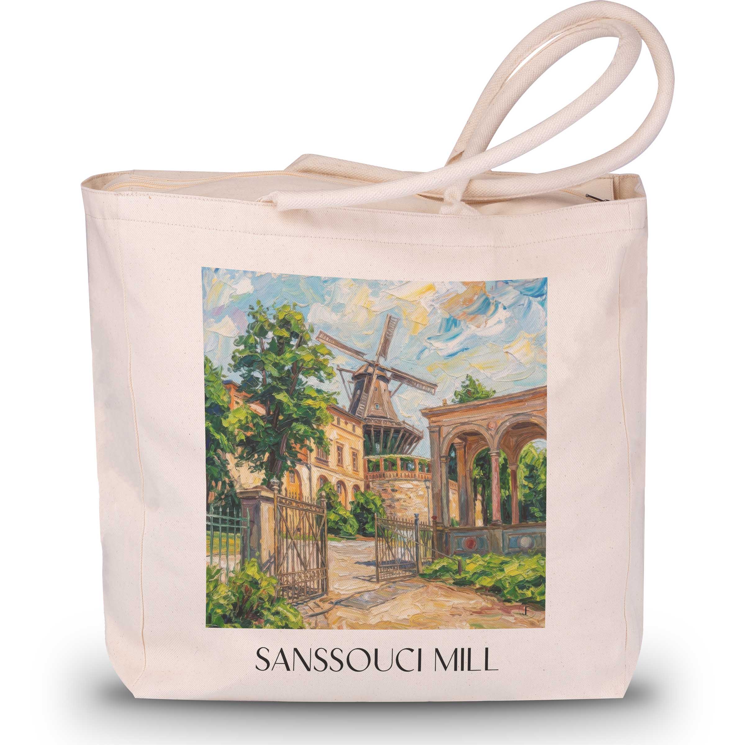 Mühle von Sanssouci Shopping Tasche - Potsdam - Deutschland Tote Bag - Einkaufstasche im Ölgemälde Stil