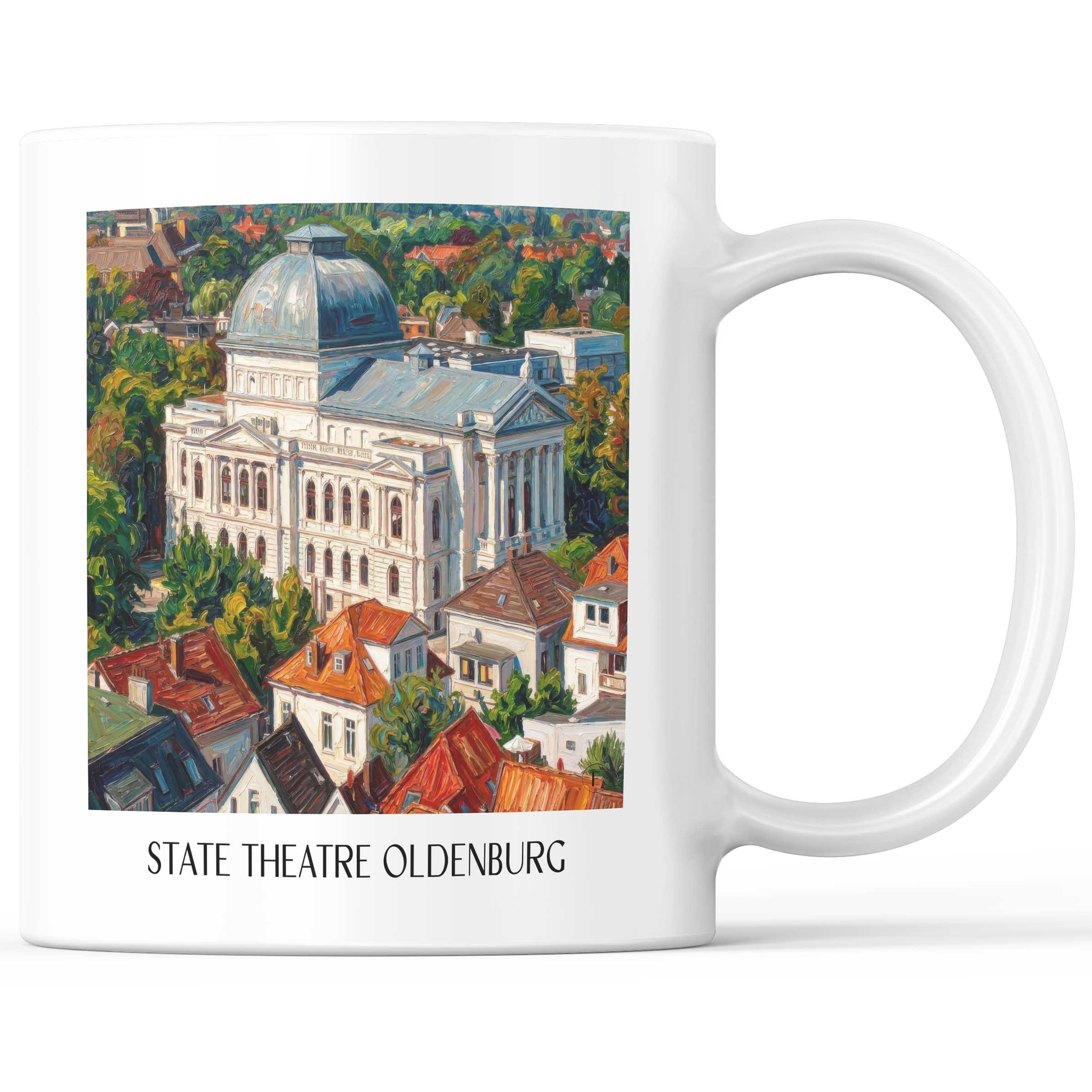 Staatstheater Kaffeebecher - Oldenburg - Deutschland Becher - Kaffeetasse im Ölgemälde Stil