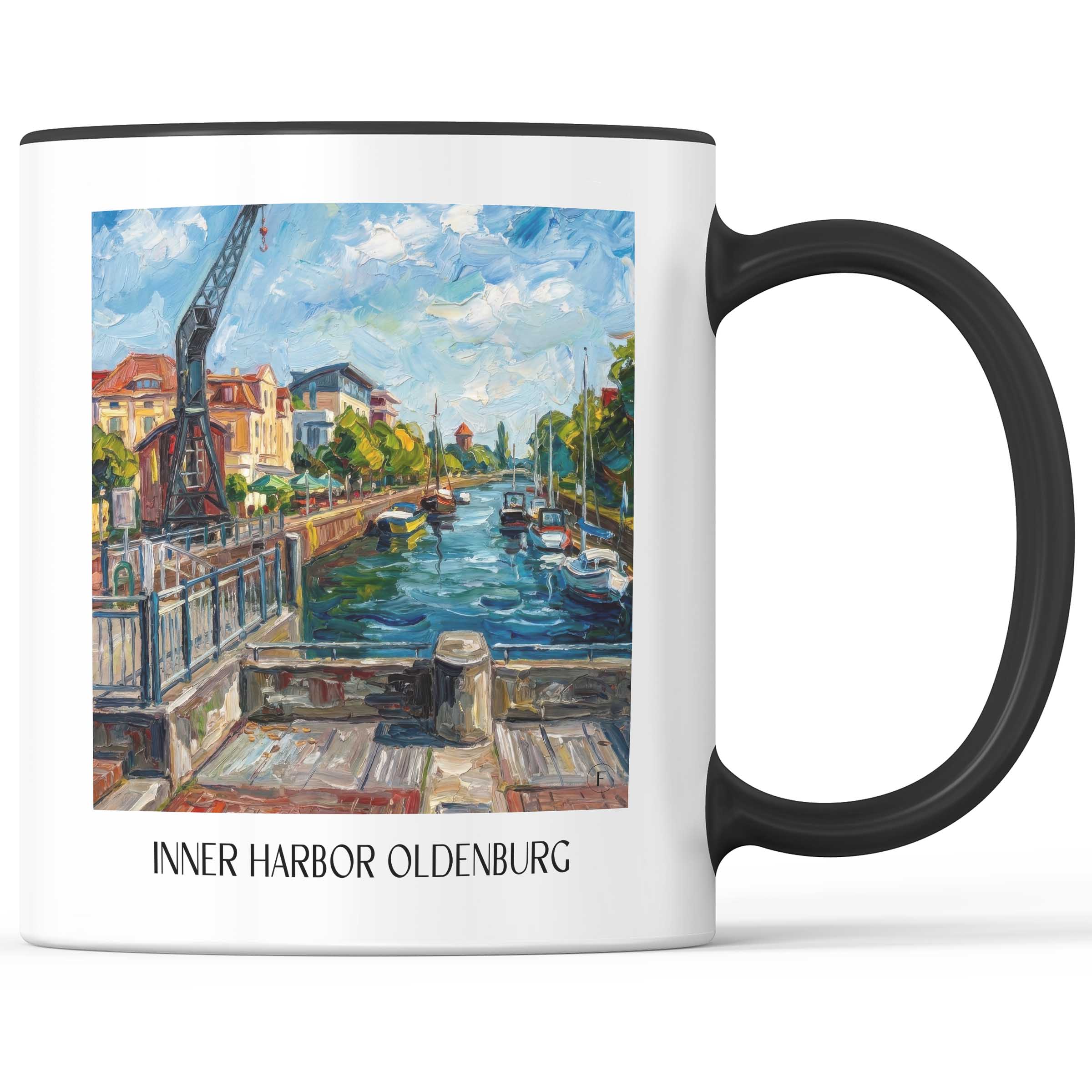 Innenhafen Kaffeebecher - Oldenburg - Deutschland Becher - Kaffeetasse im Ölgemälde Stil