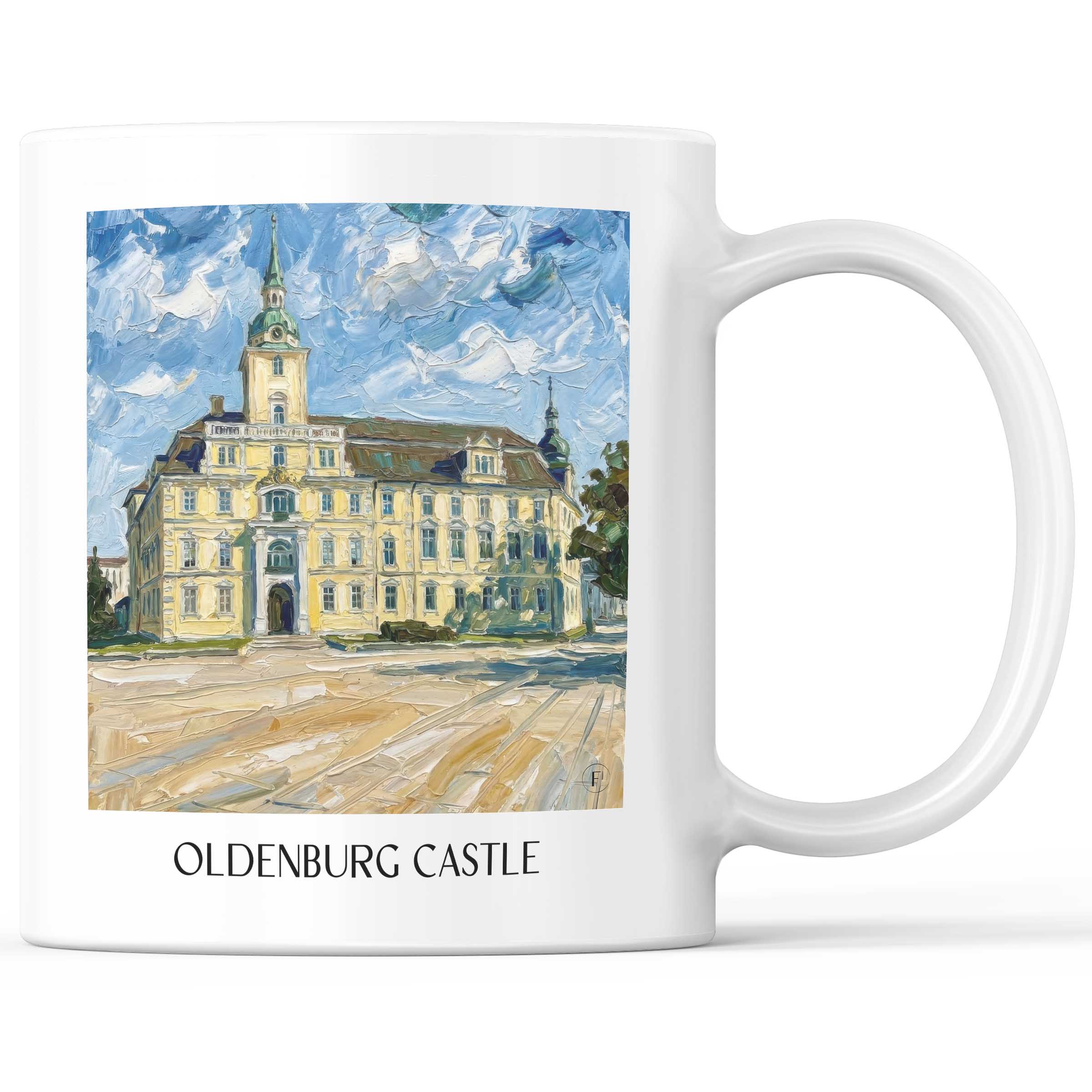 Oldenburger Schloss Kaffeebecher - Niedersachsen - Deutschland Becher - Kaffeetasse im Ölgemälde Stil