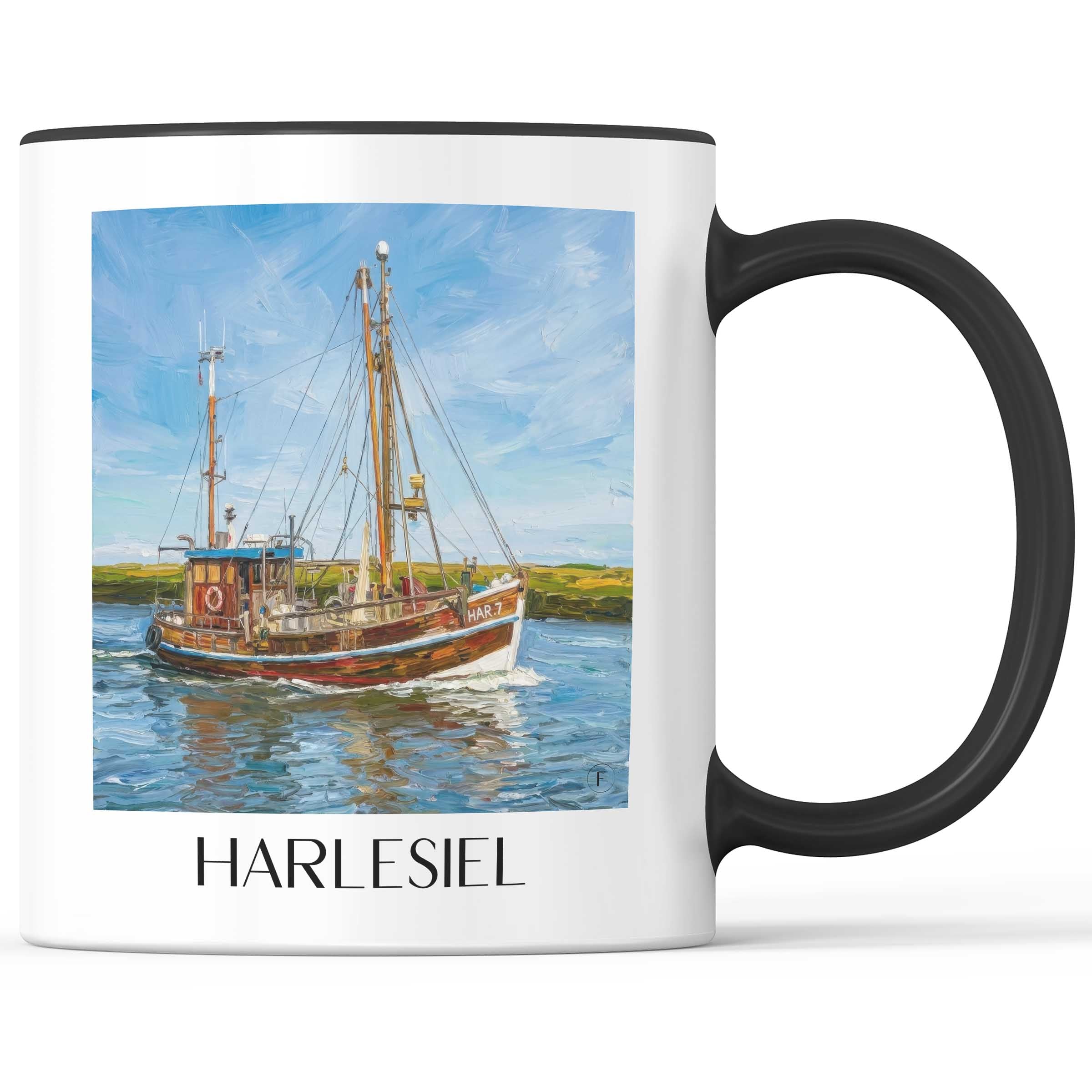 Harlesiel Kaffeebecher - Ostfriesland - Deutschland Becher - Kaffeetasse im Ölgemälde Stil