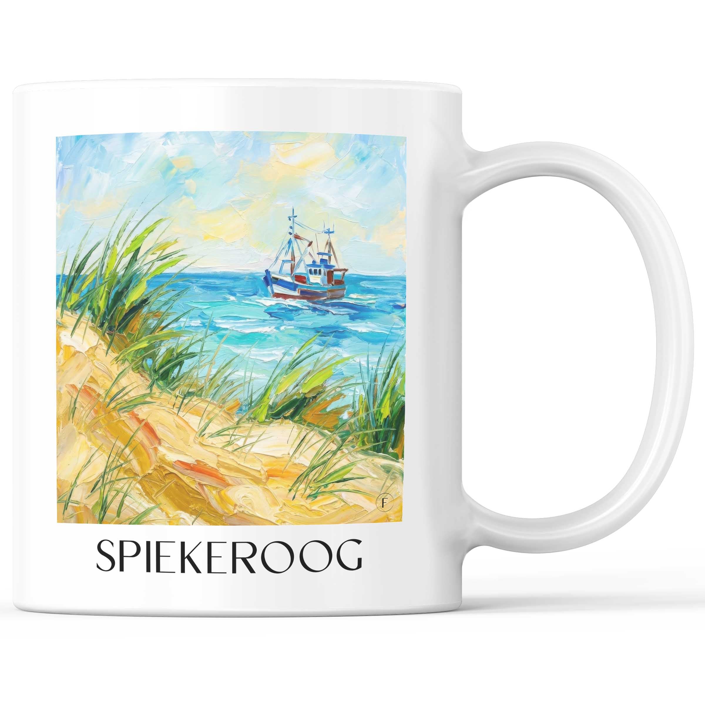Spiekeroog Kaffeebecher - Ostfriesland - Deutschland Becher - Kaffeetasse im Ölgemälde Stil