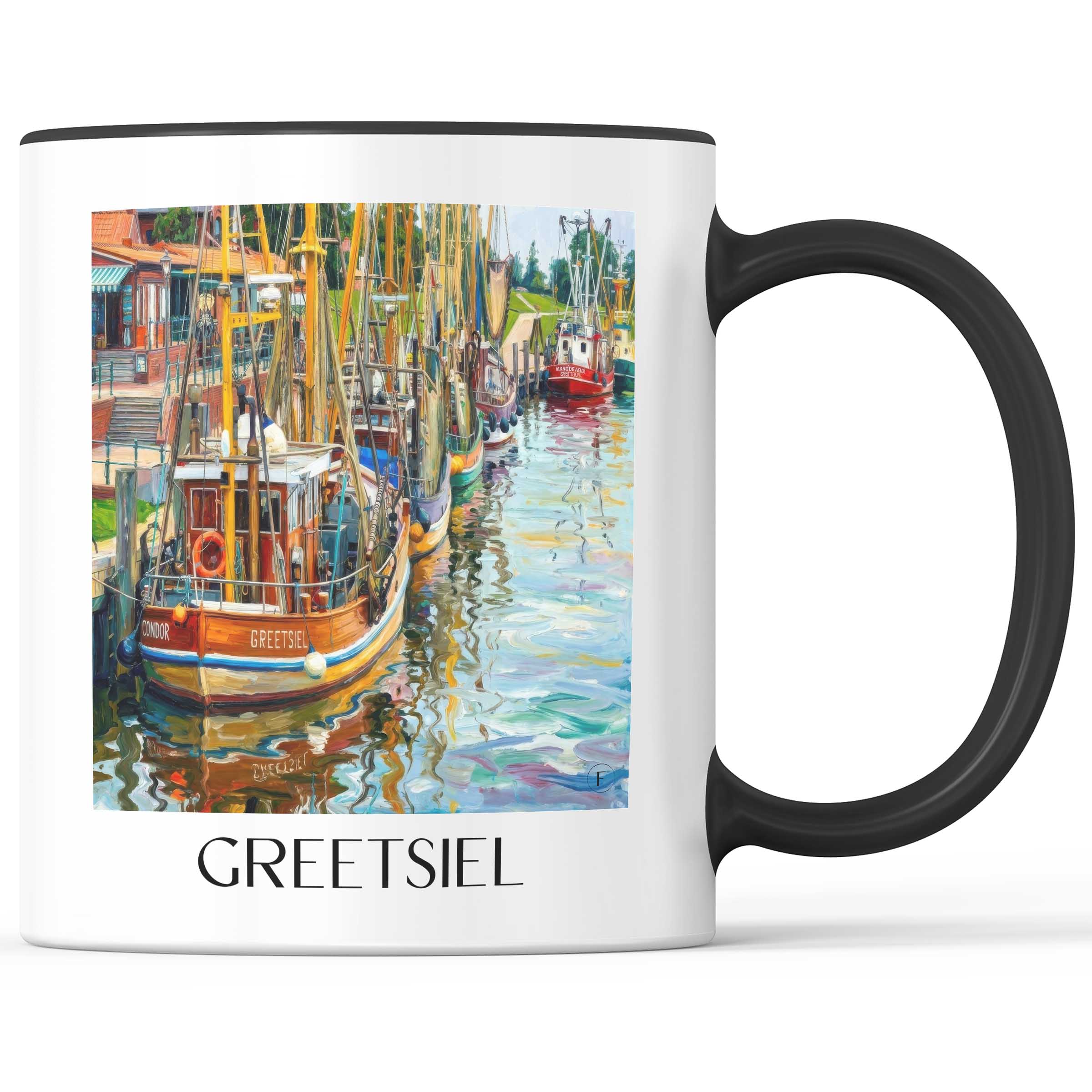 Greetsiel Kaffeebecher - Ostfriesland - Deutschland Becher - Kaffeetasse im Ölgemälde Stil