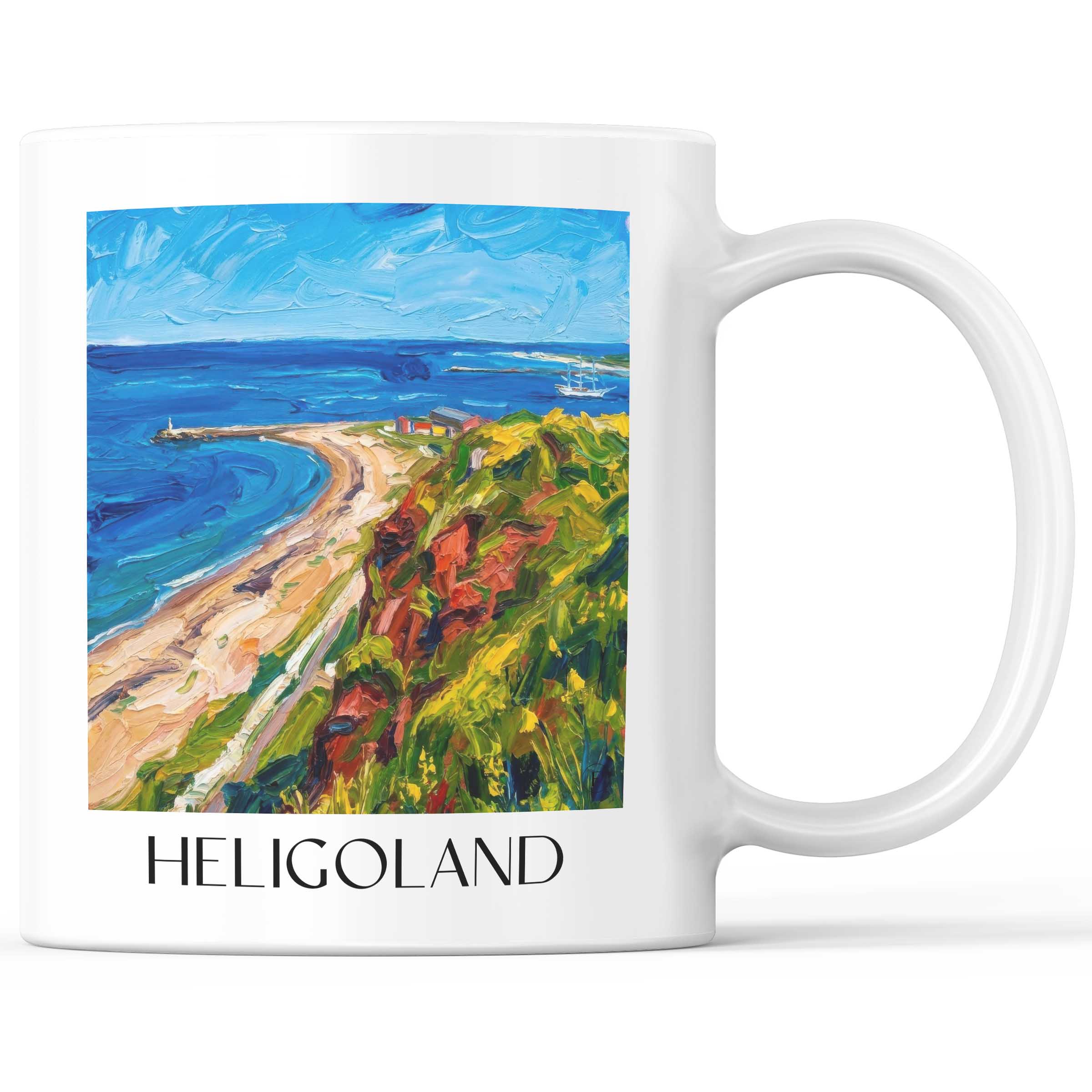 Helgoland Kaffeebecher - Schleswig-Holstein - Deutschland Becher - Kaffeetasse im Ölgemälde Stil