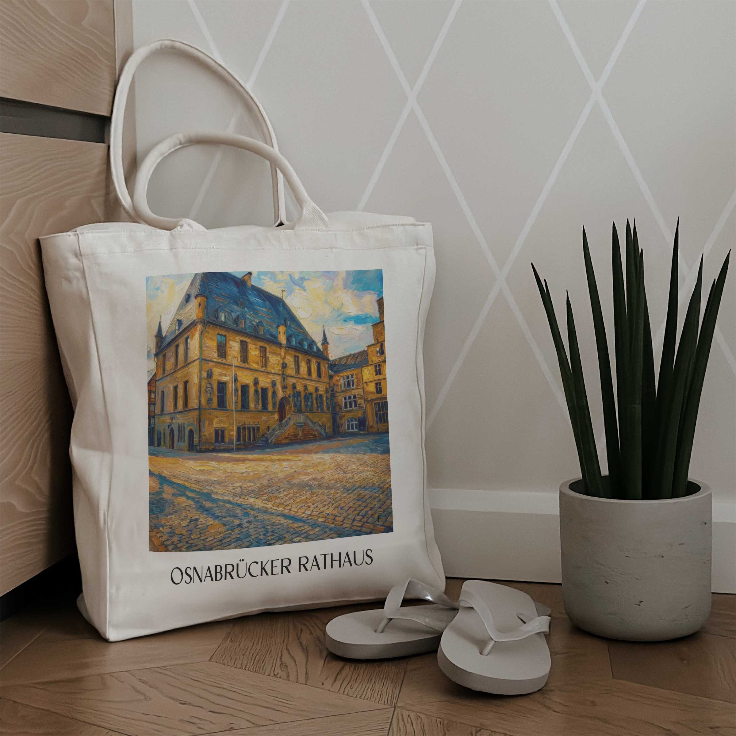 rathaus-osnabrück-deutschland-einkaufstasche-oil-painting-oelgemaelde