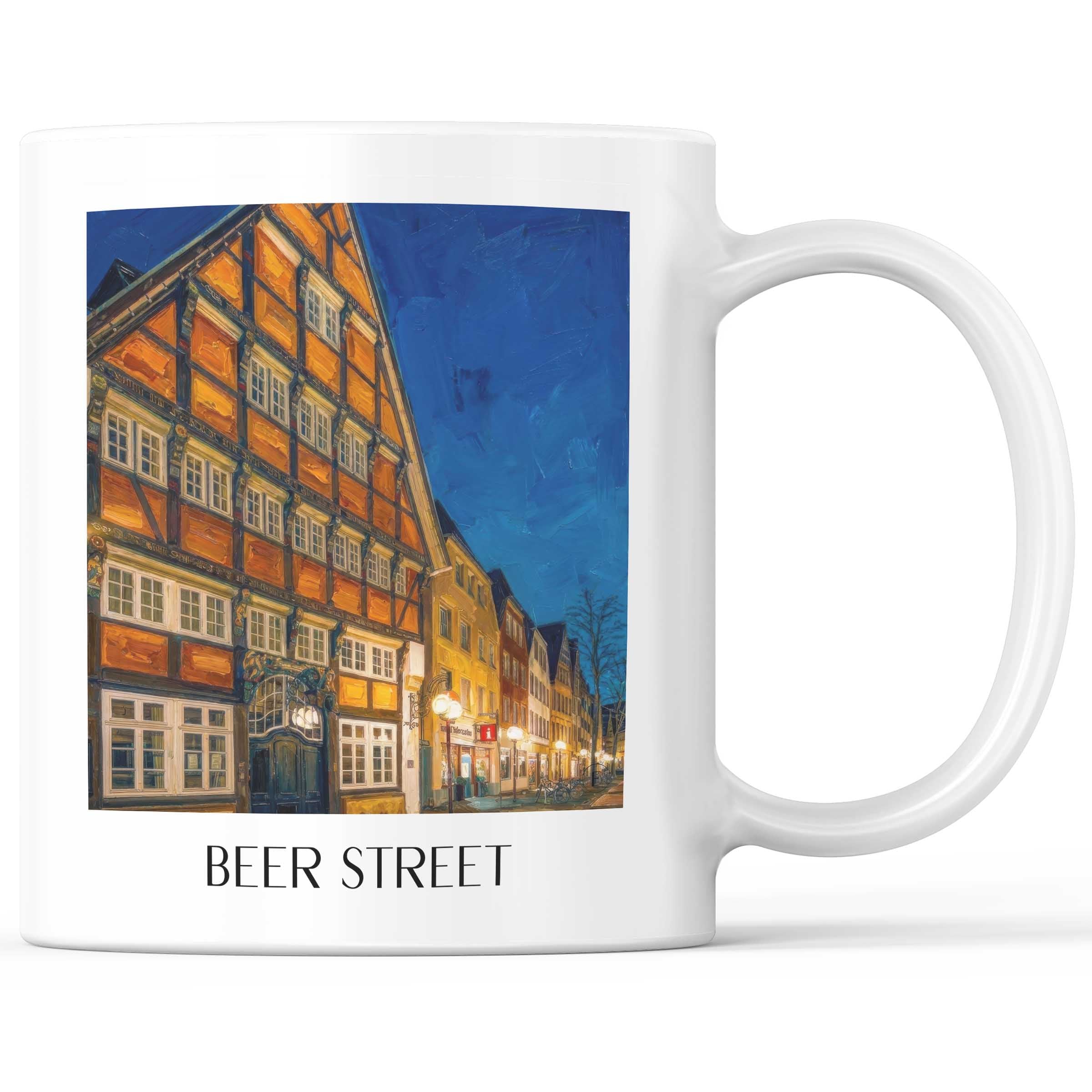 Bierstraße Kaffeebecher - Osnabrück - Deutschland Becher - Kaffeetasse im Ölgemälde Stil