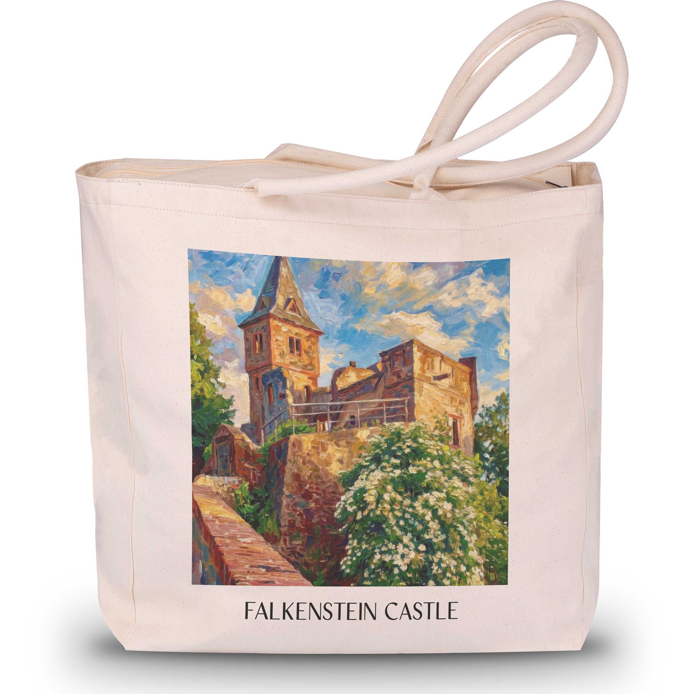 Burg Falkenstein Shopping Tasche - Mühltal - Deutschland Tote Bag - Einkaufstasche im Ölgemälde Stil
