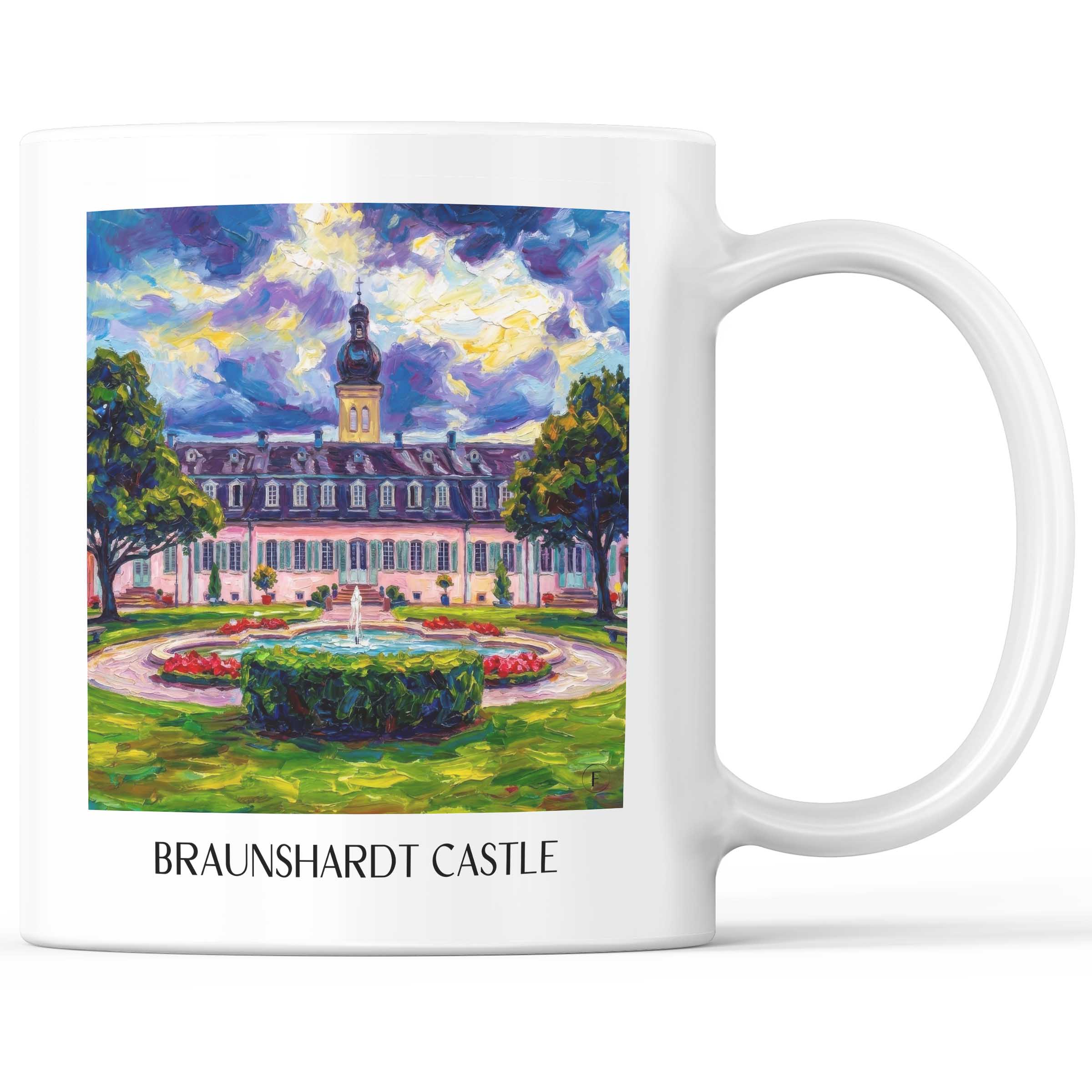 Schloss Braunshardt Kaffeebecher - Darmstadt - Deutschland Becher - Kaffeetasse im Ölgemälde Stil