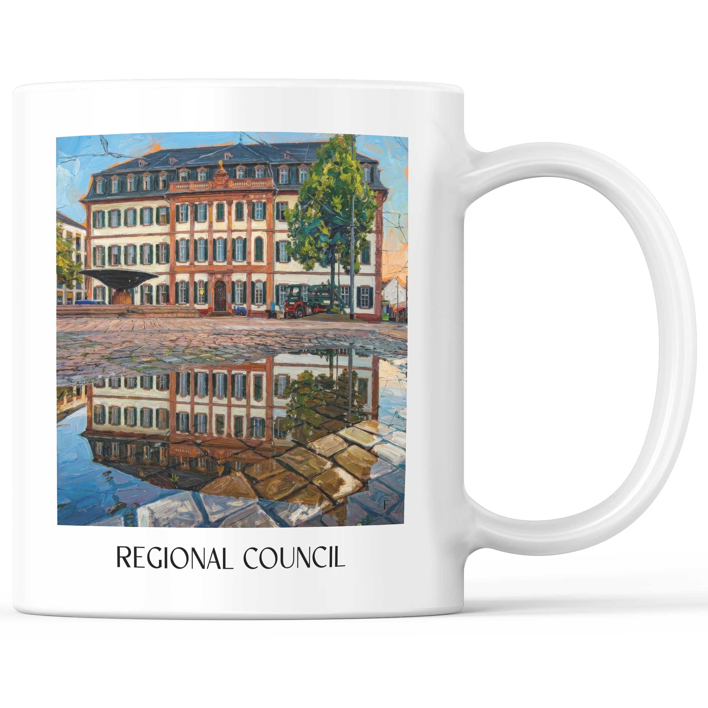 Regierungspräsidium Kaffeebecher - Darmstadt - Deutschland Becher - Kaffeetasse im Ölgemälde Stil