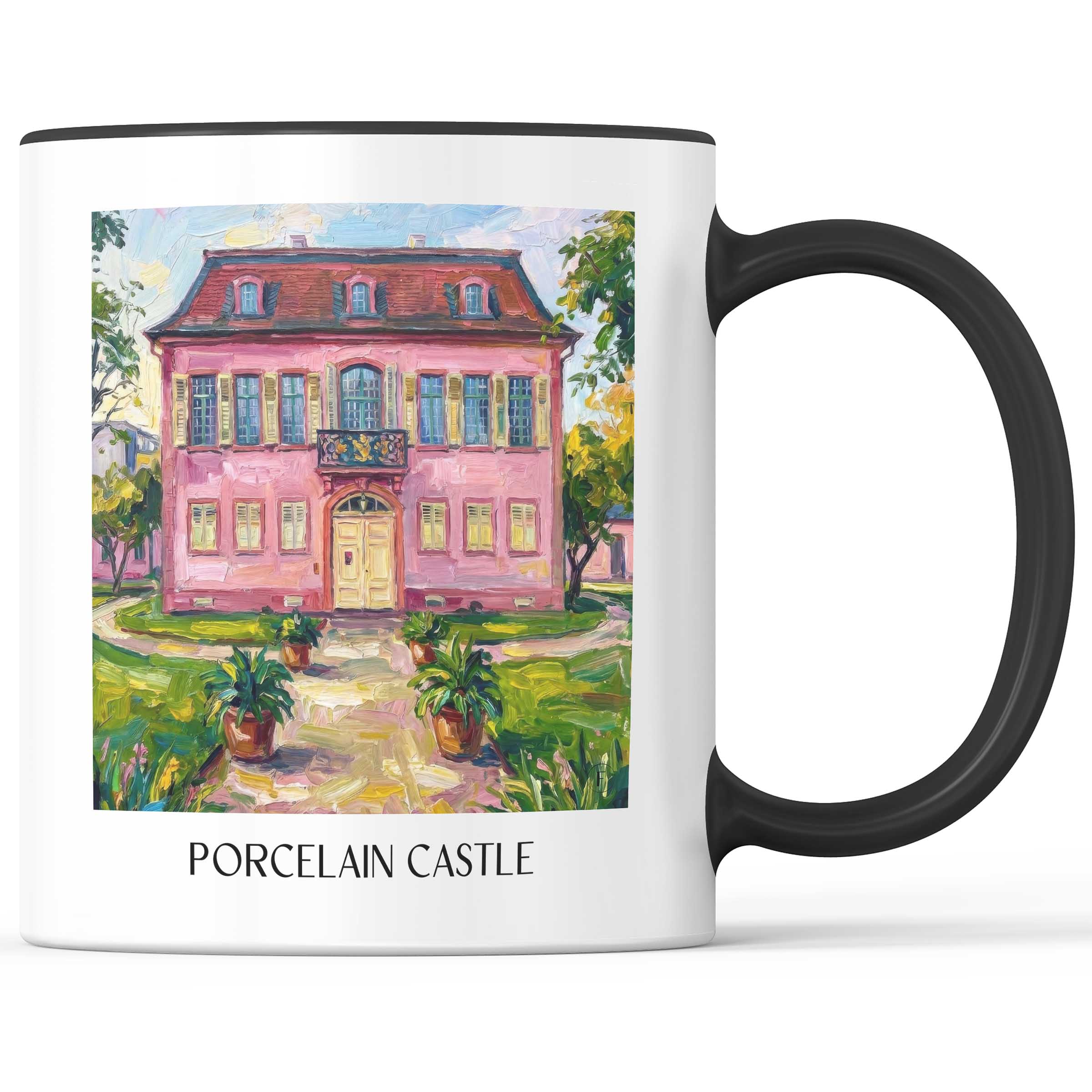 Porzellanschlößchen Kaffeebecher - Darmstadt - Deutschland Becher - Kaffeetasse im Ölgemälde Stil