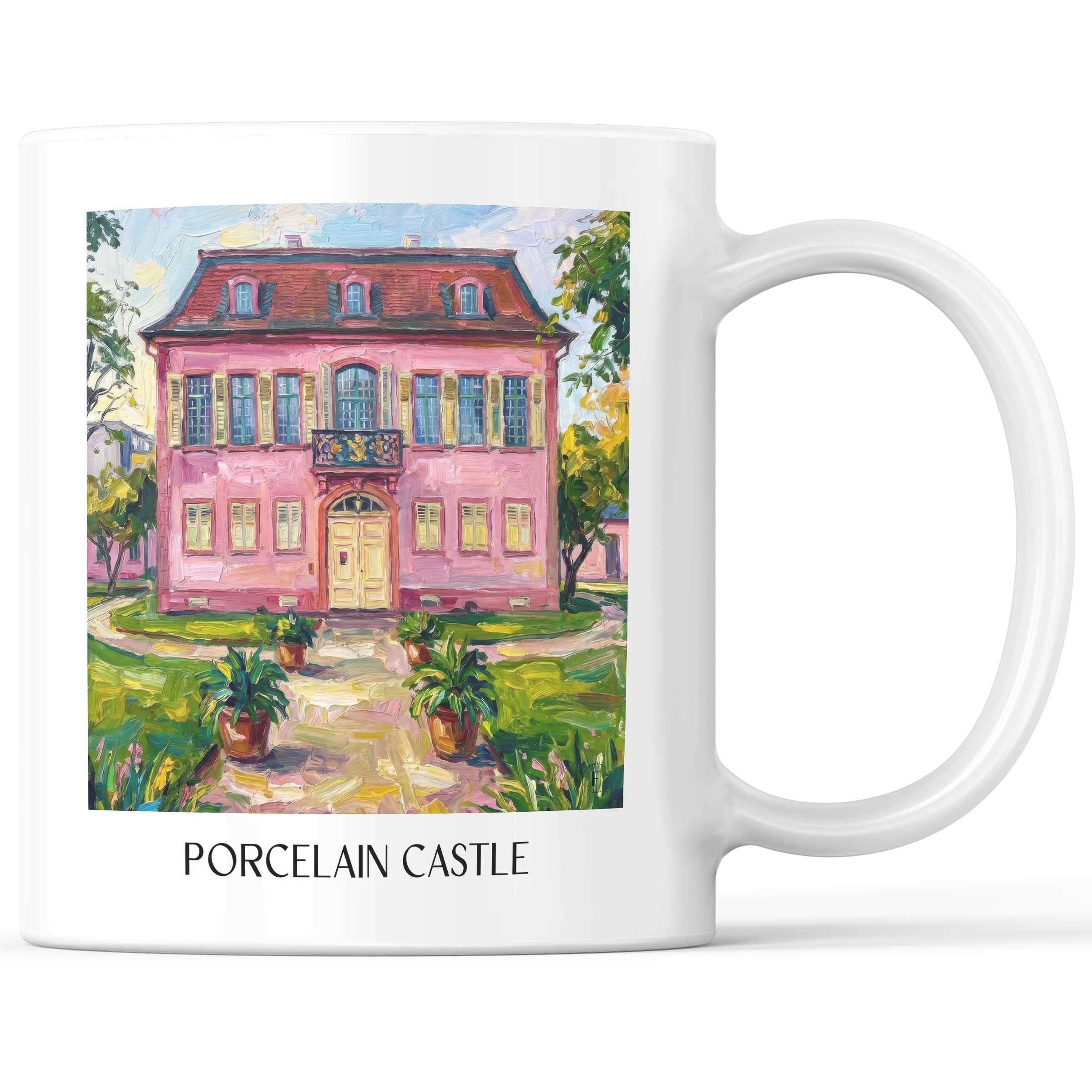 Porzellanschlößchen Kaffeebecher - Darmstadt - Deutschland Becher - Kaffeetasse im Ölgemälde Stil