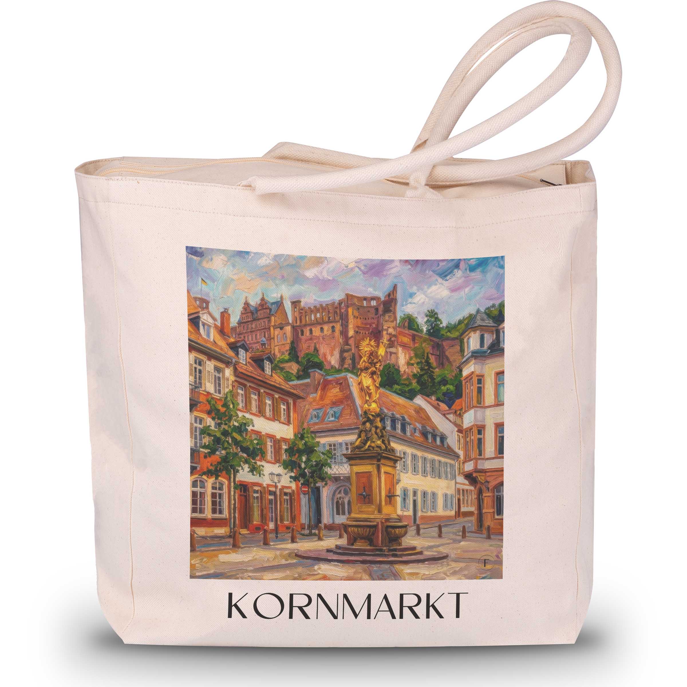 Kornmarkt Shopping Tasche - Heidelberg - Deutschland Tote Bag - Einkaufstasche im Ölgemälde Stil