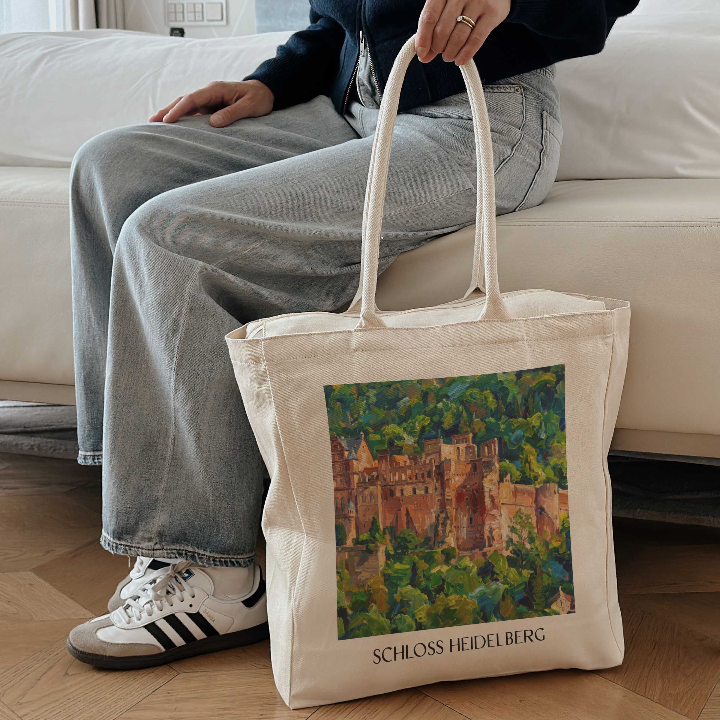 schloss-heidelberg-baden-württemberg-deutschland-einkaufstasche-oil-painting-oelgemaelde