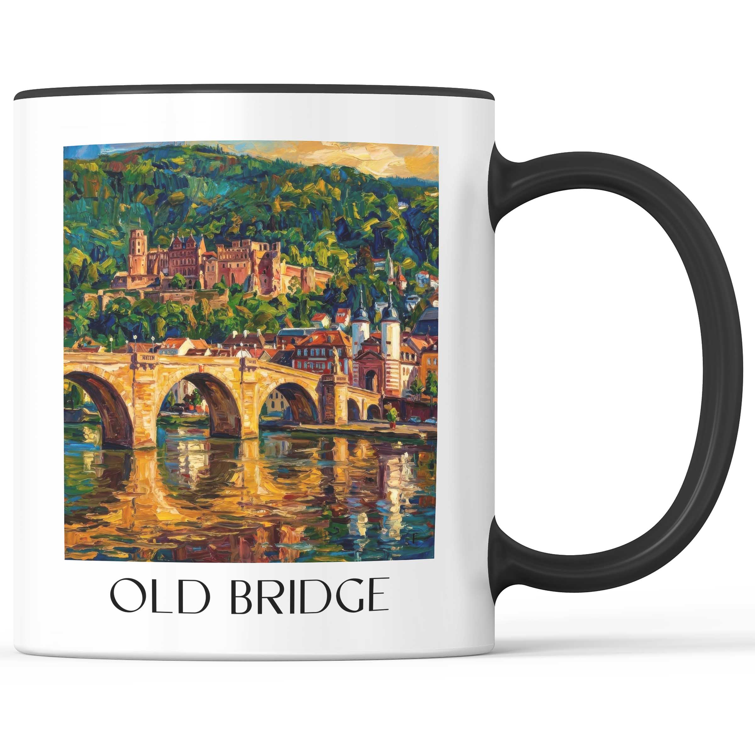Alte Brücke Kaffeebecher - Heidelberg - Deutschland Becher - Kaffeetasse im Ölgemälde Stil