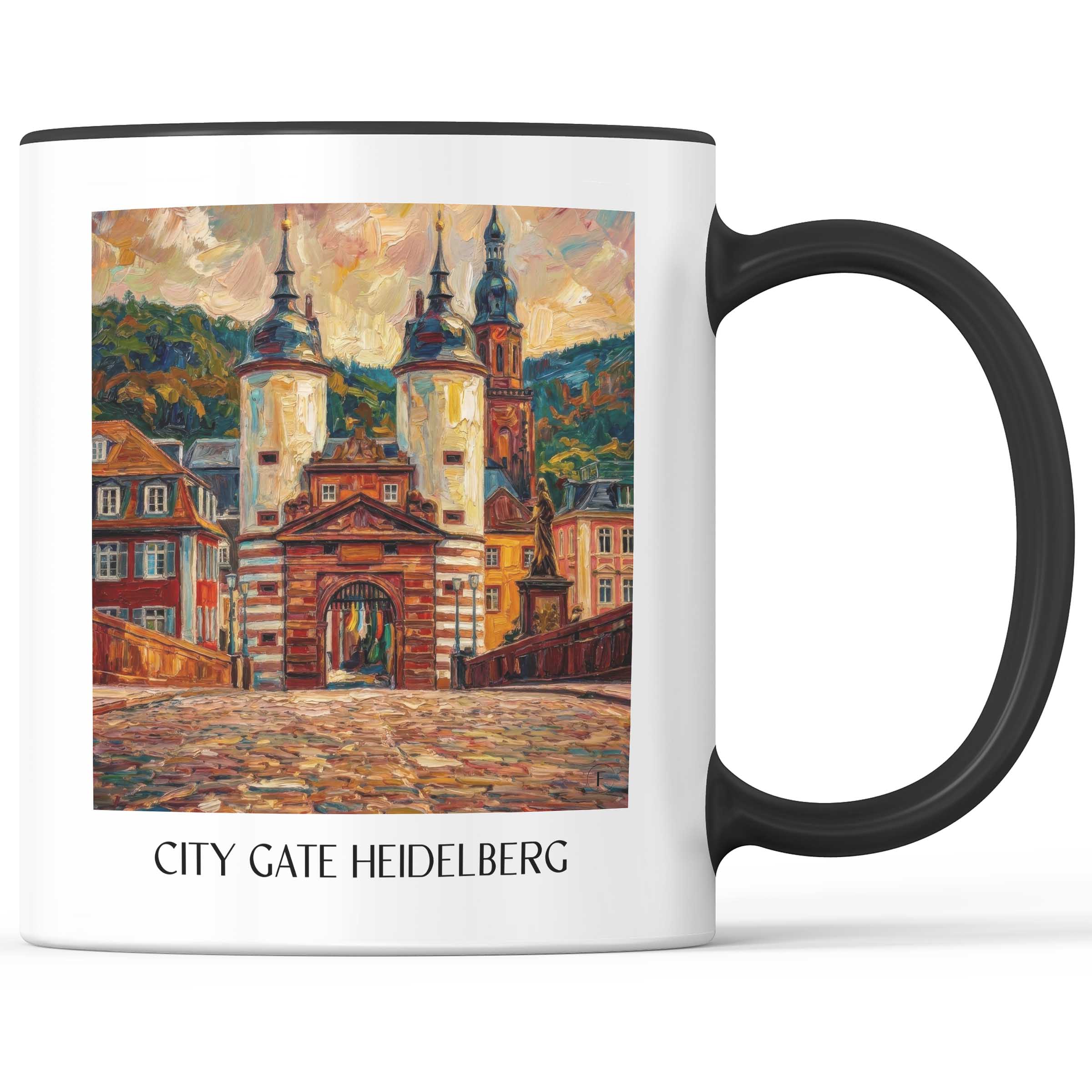 Stadttor Kaffeebecher - Heidelberg - Deutschland Becher - Kaffeetasse im Ölgemälde Stil