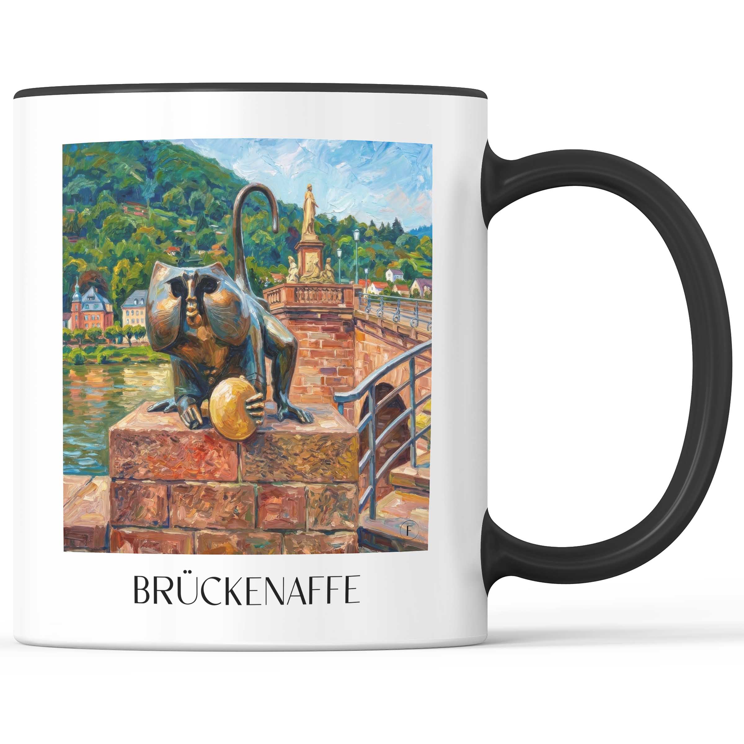 brückenaffe-heidelberg-deutschland-kaffeebecher-oil-painting-oelgemaelde