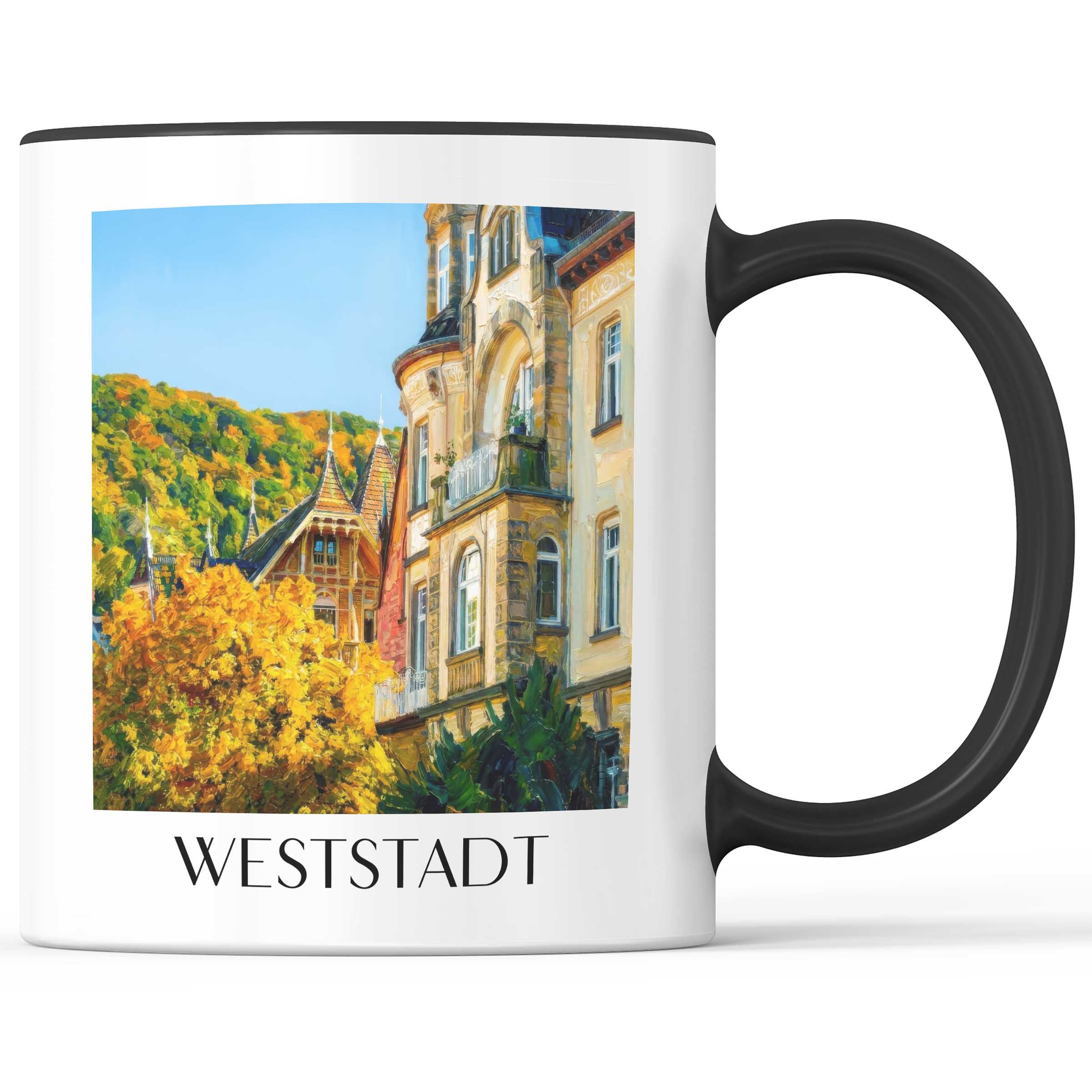Weststadt Kaffeebecher - Heidelberg - Deutschland Becher - Kaffeetasse im Ölgemälde Stil