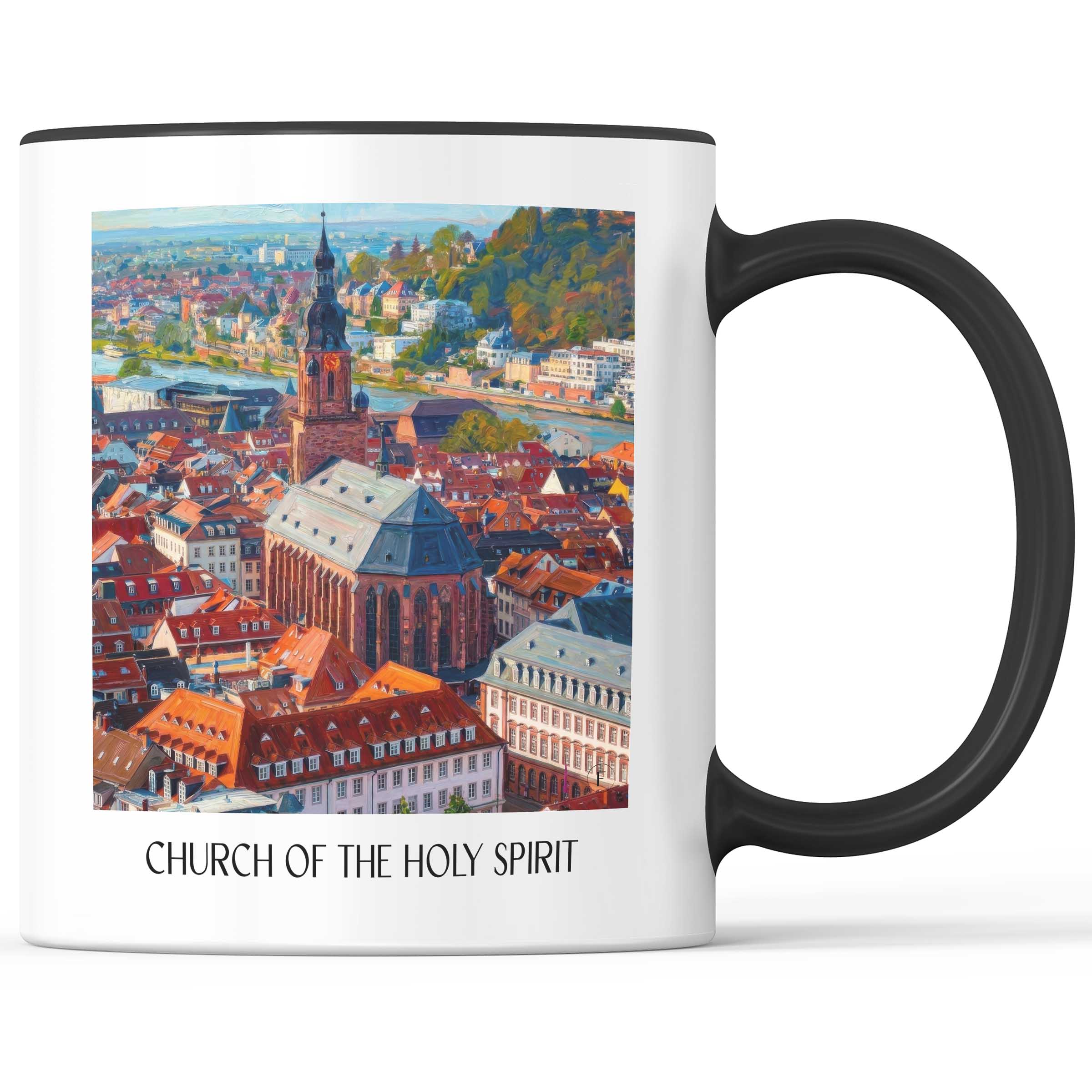 Heiliggeistkirche Kaffeebecher - Heidelberg - Deutschland Becher - Kaffeetasse im Ölgemälde Stil