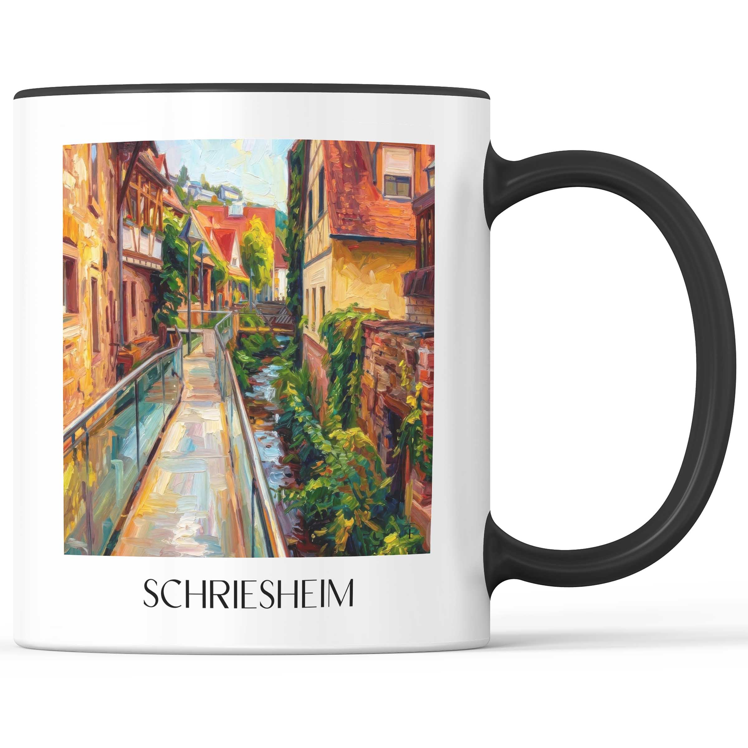 Schriesheim Kaffeebecher - Odenwald - Deutschland Becher - Kaffeetasse im Ölgemälde Stil