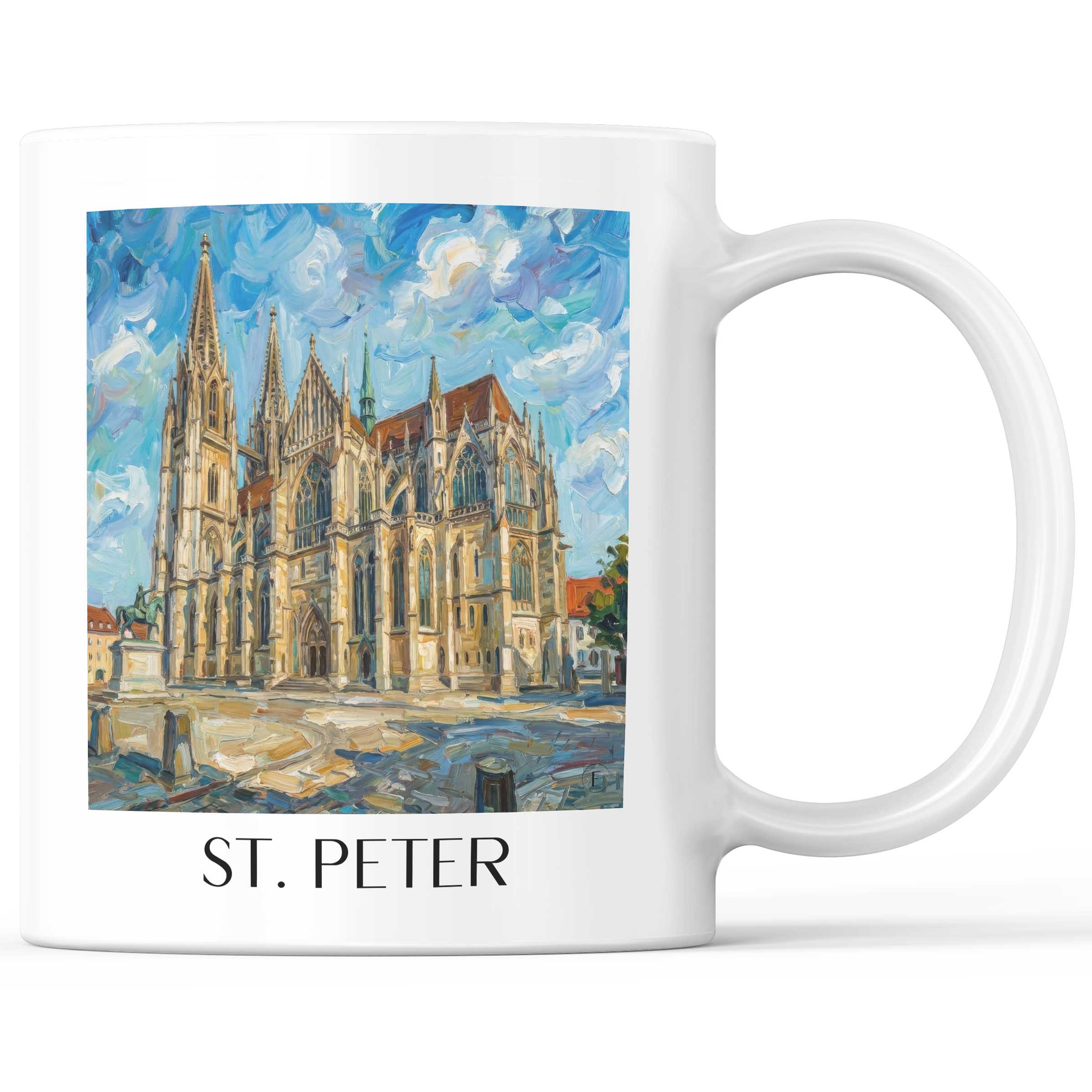 St. Peter Kaffeebecher - Regensburg - Deutschland Becher - Kaffeetasse im Ölgemälde Stil