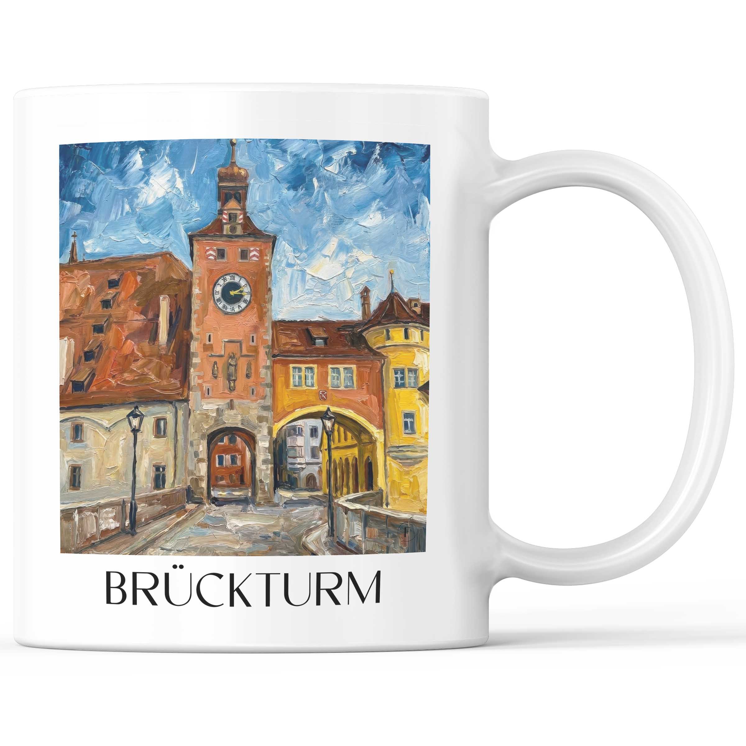 brückturm-regensburg-deutschland-kaffeebecher-oil-painting-oelgemaelde