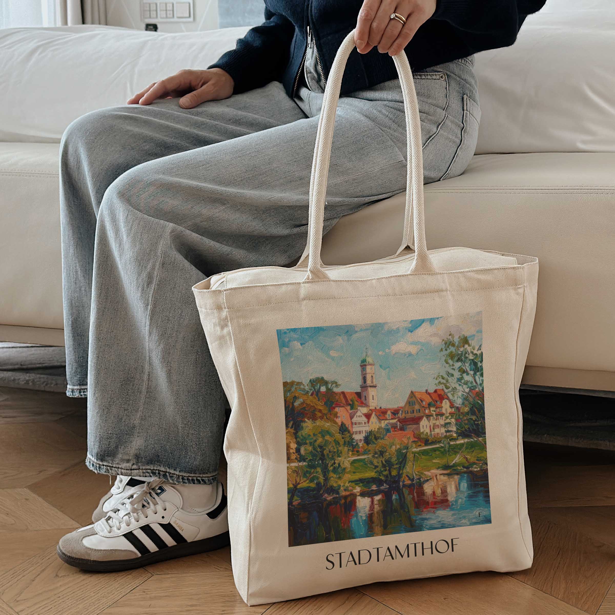 stadtamthof-regensburg-deutschland-einkaufstasche-oil-painting-oelgemaelde