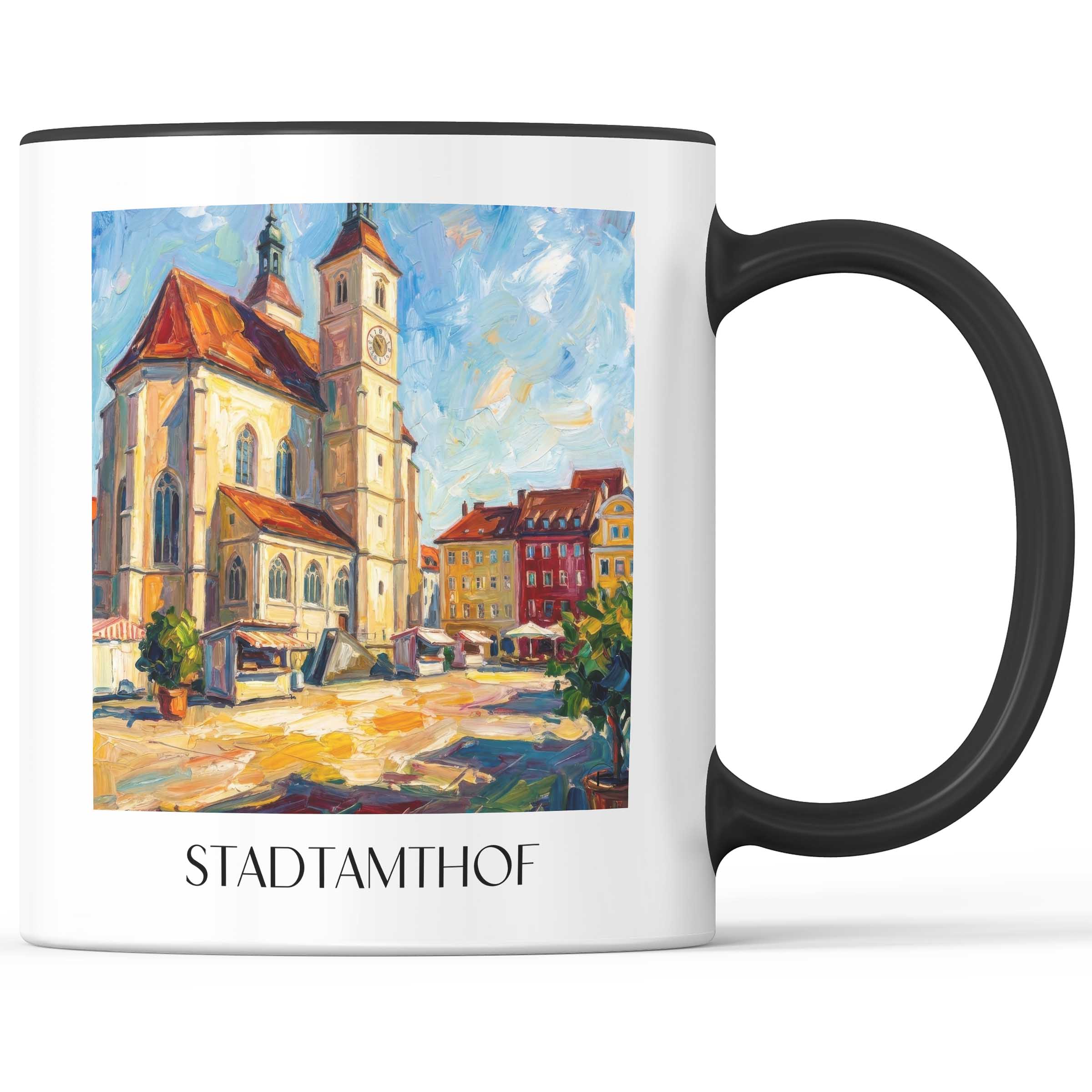 Neupfarrplatz Kaffeebecher - Regensburg - Deutschland Becher - Kaffeetasse im Ölgemälde Stil