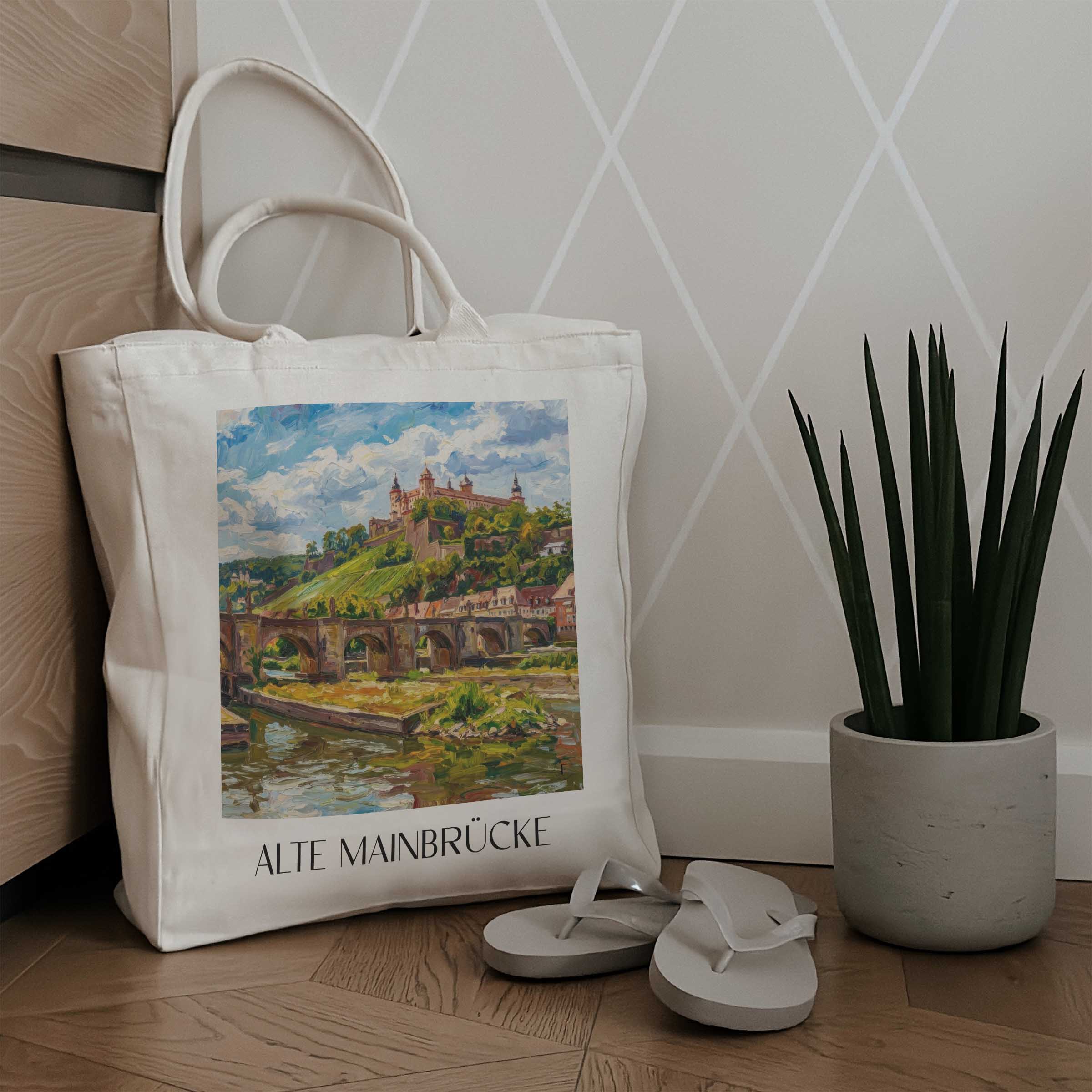 alte-mainbrücke-würzburg-deutschland-einkaufstasche-oil-painting-oelgemaelde