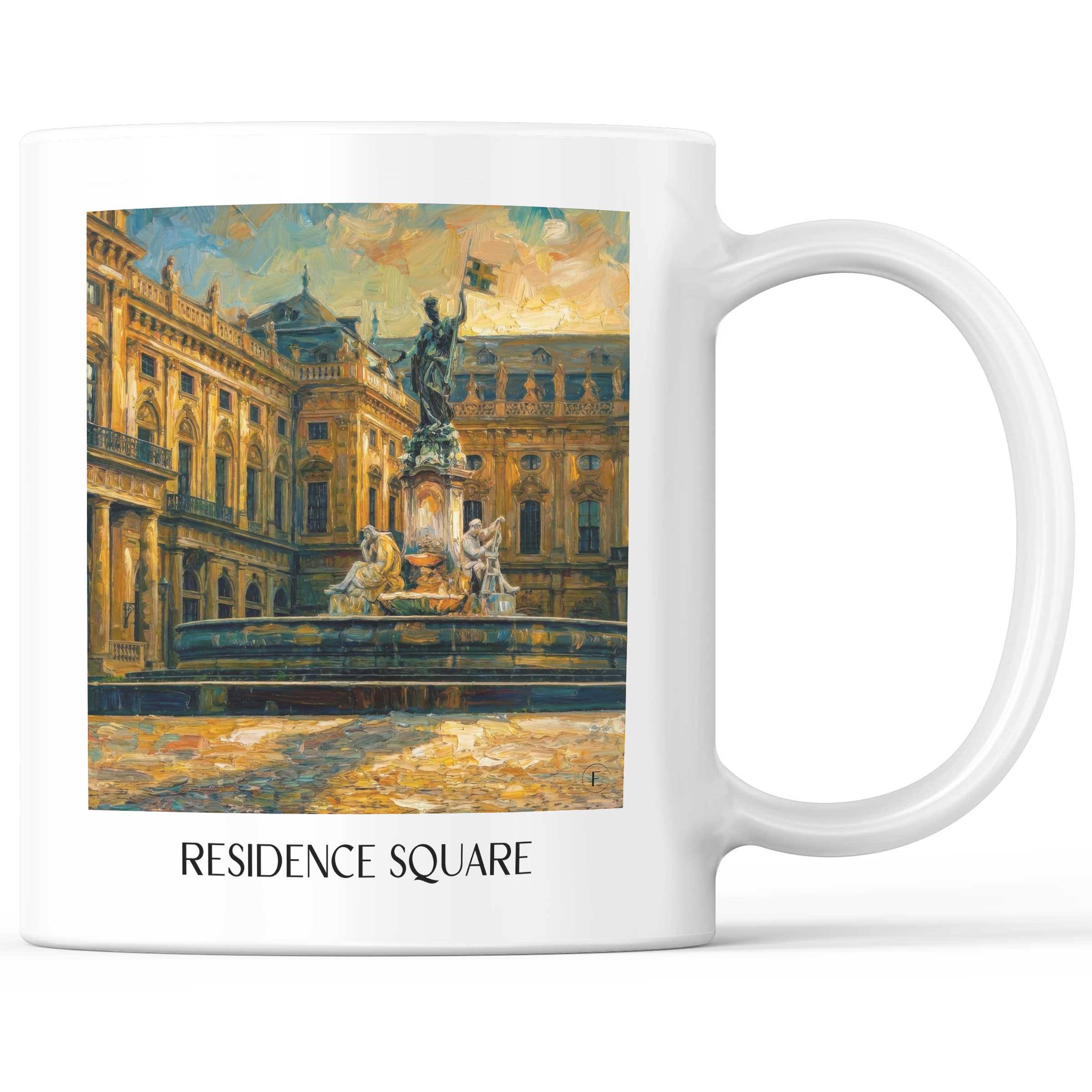 Residenzplatz Kaffeebecher - Würzburg - Deutschland Becher - Kaffeetasse im Ölgemälde Stil