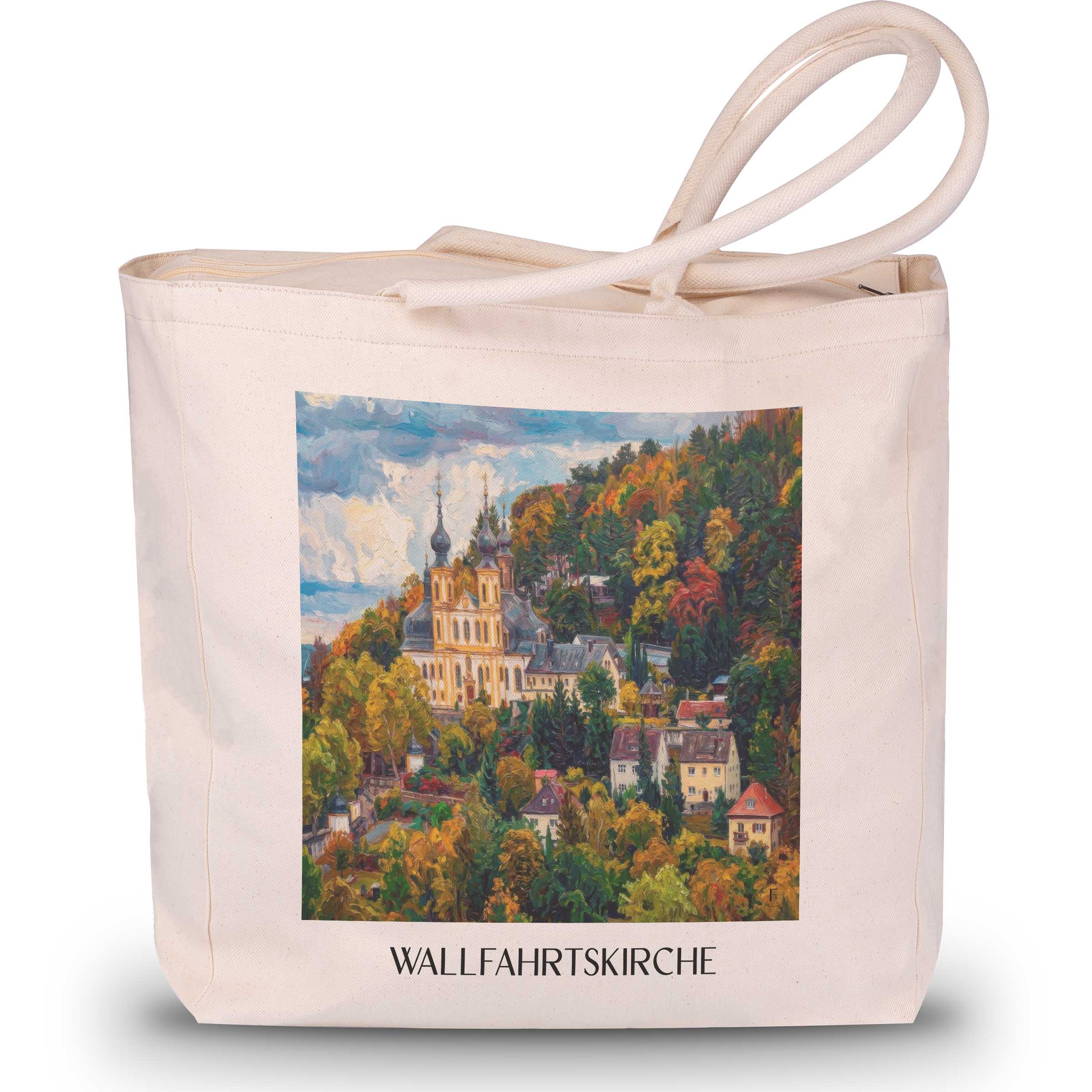 wallfahrtskirche-würzburg-deutschland-einkaufstasche-oil-painting-oelgemaelde
