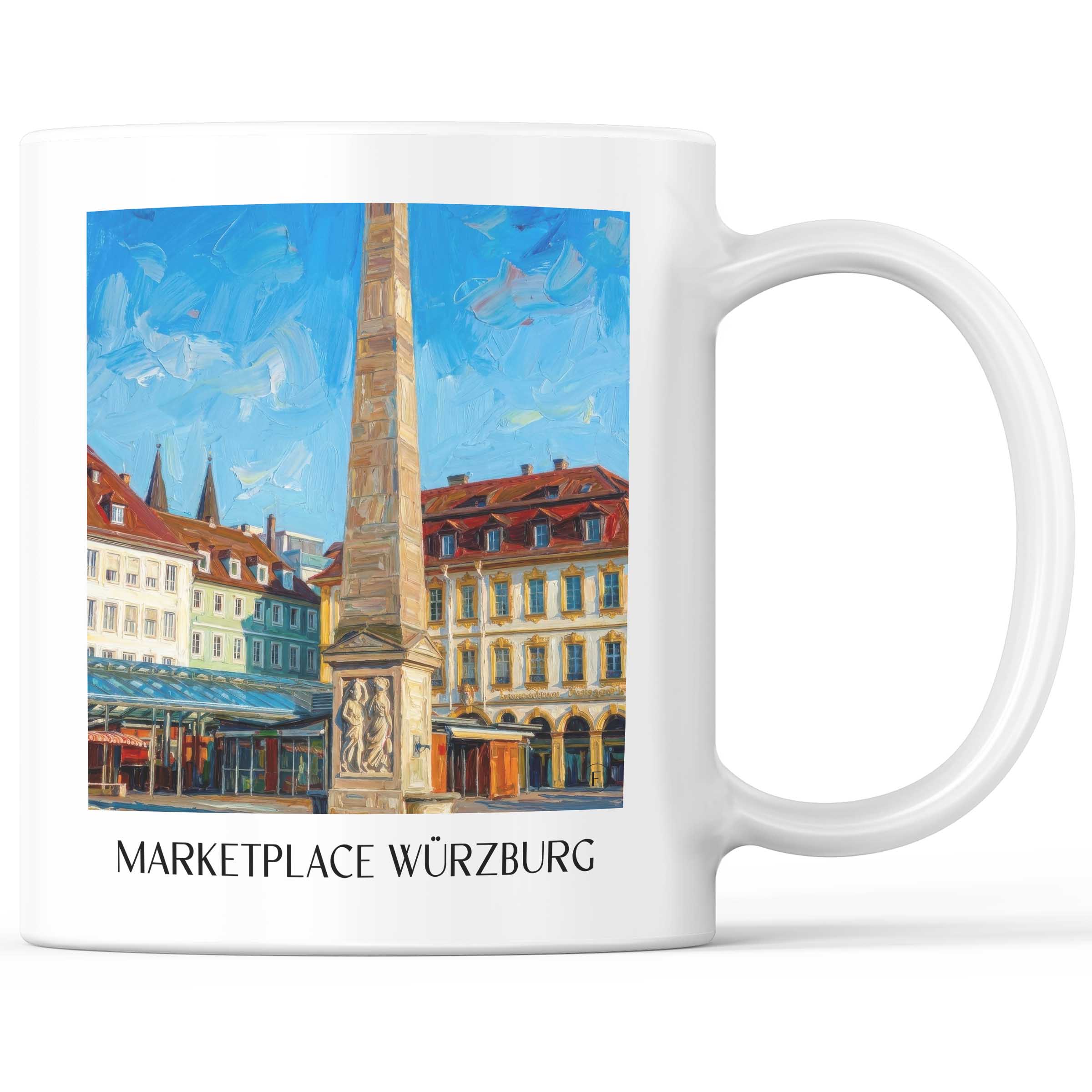 Marktplatz Kaffeebecher - Würzburg - Deutschland Becher - Kaffeetasse im Ölgemälde Stil