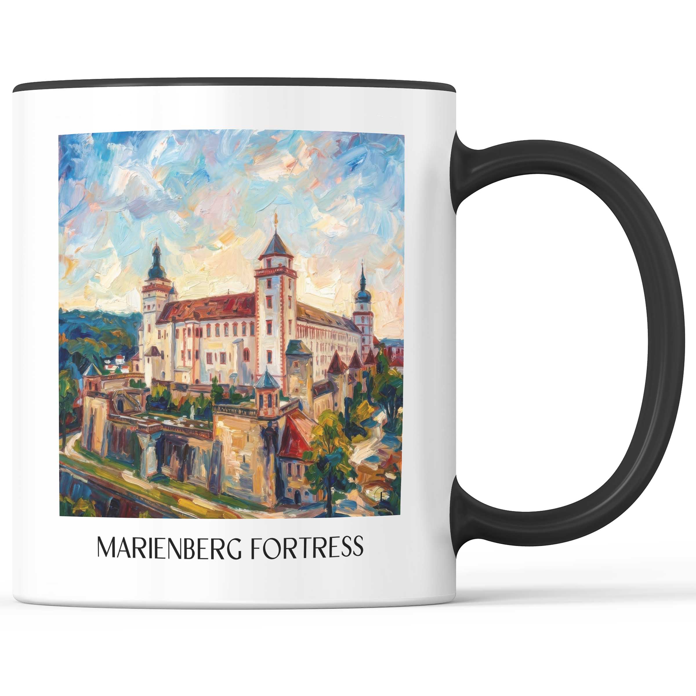 Festung Marienberg Kaffeebecher - Würzburg - Deutschland Becher - Kaffeetasse im Ölgemälde Stil