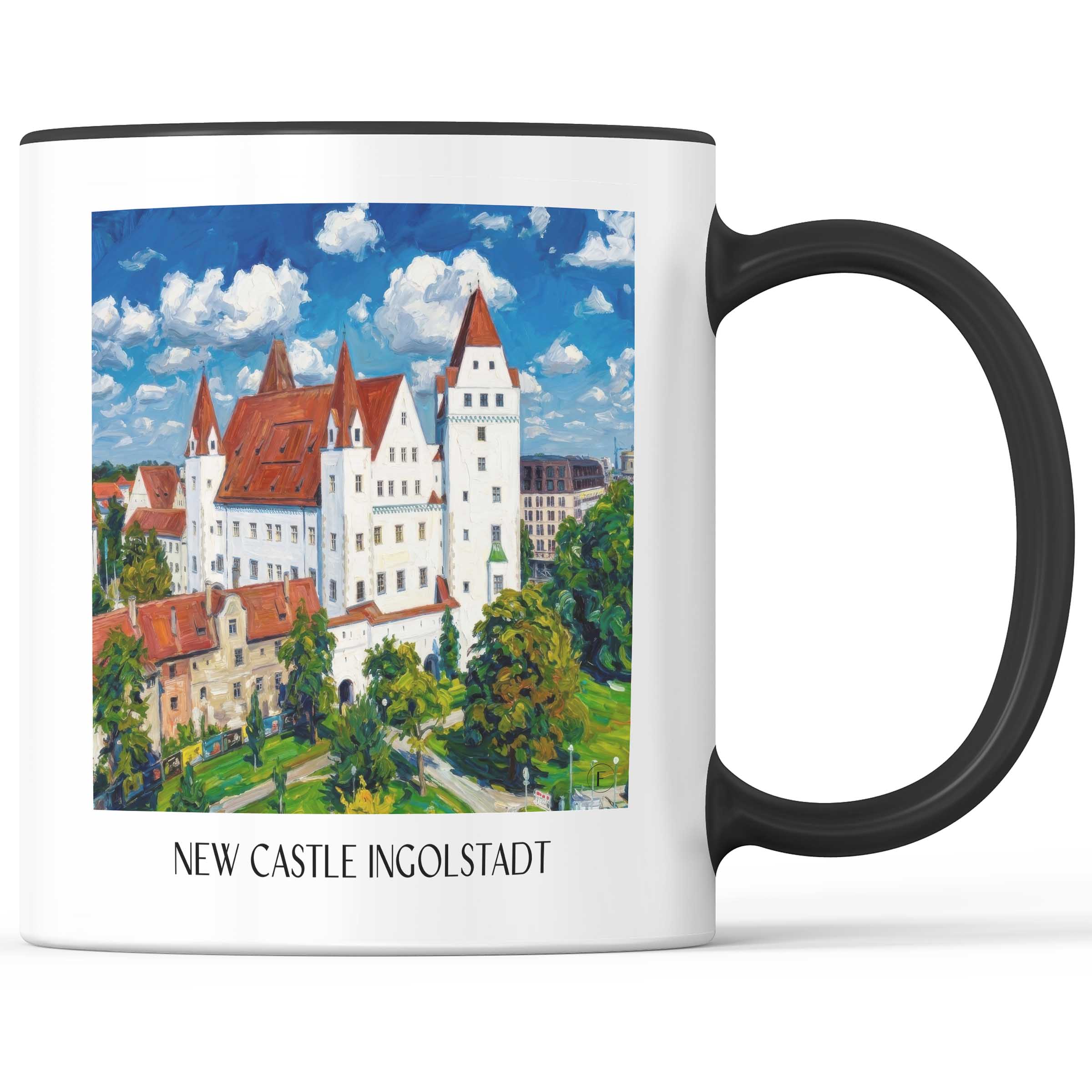 Neues Schloss Kaffeebecher - Ingolstadt - Deutschland Becher - Kaffeetasse im Ölgemälde Stil