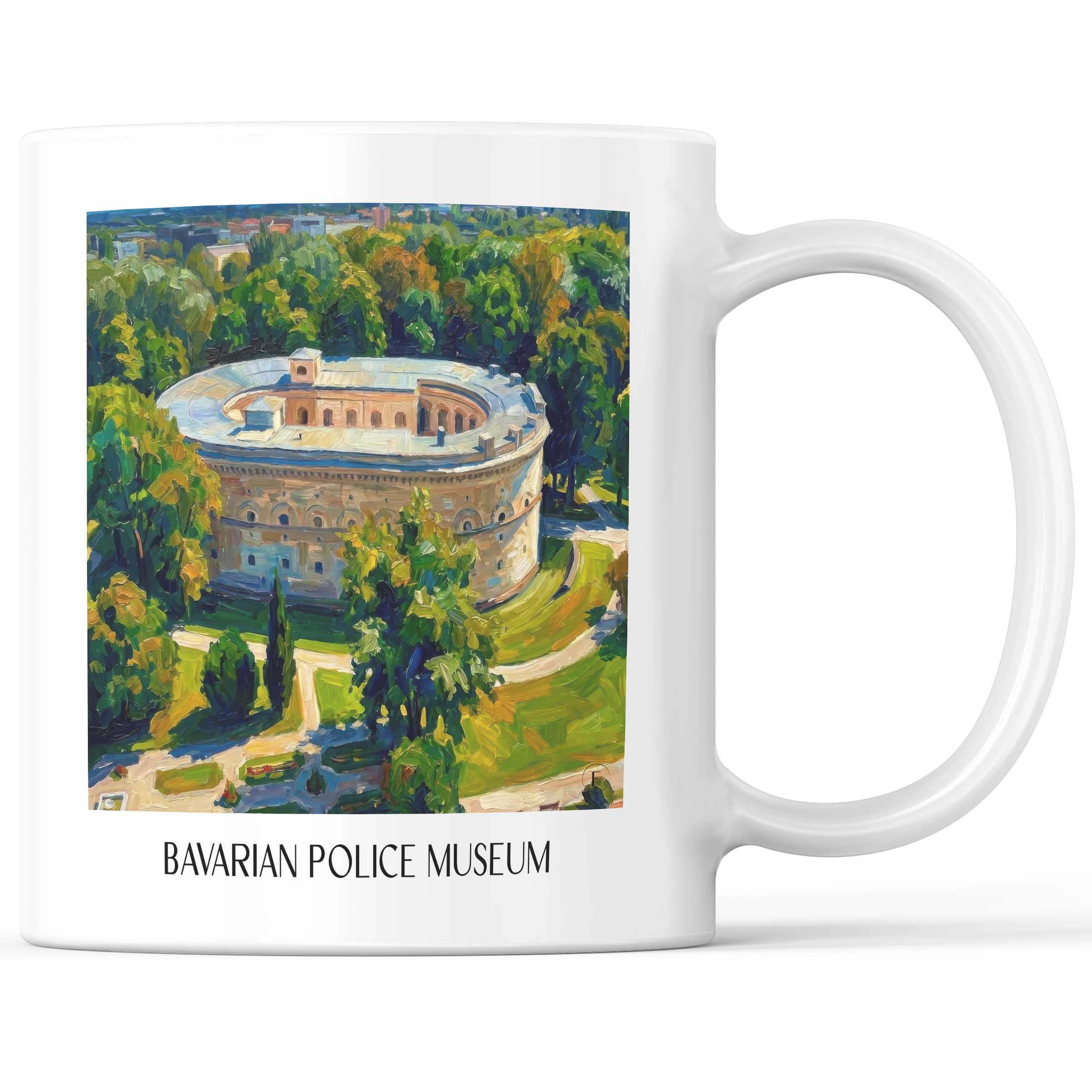 Bayrisches Polizeimuseum Kaffeebecher - Ingolstadt - Deutschland Becher - Kaffeetasse im Ölgemälde Stil