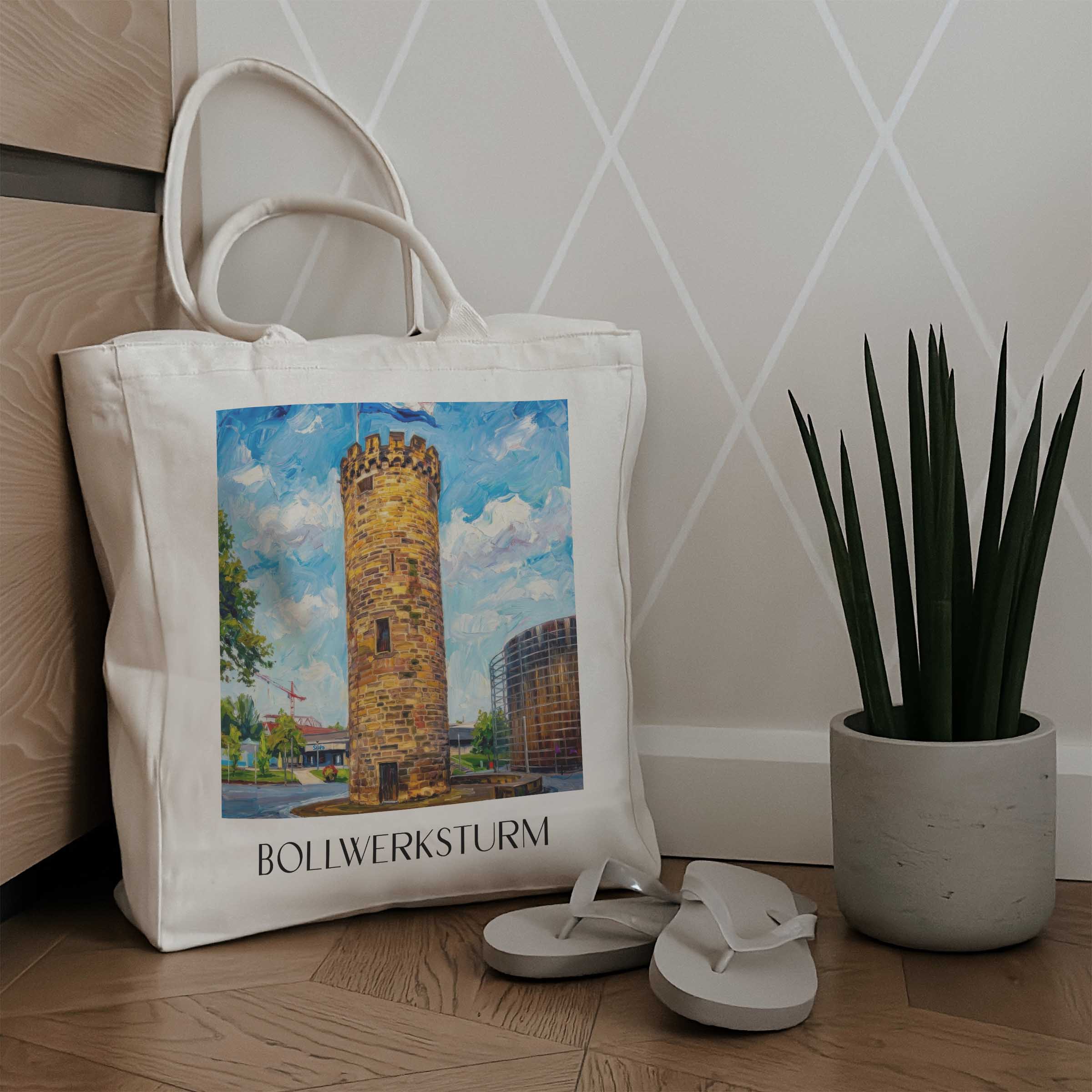 bollwerksturm-heilbronn-deutschland-einkaufstasche-oil-painting-oelgemaelde