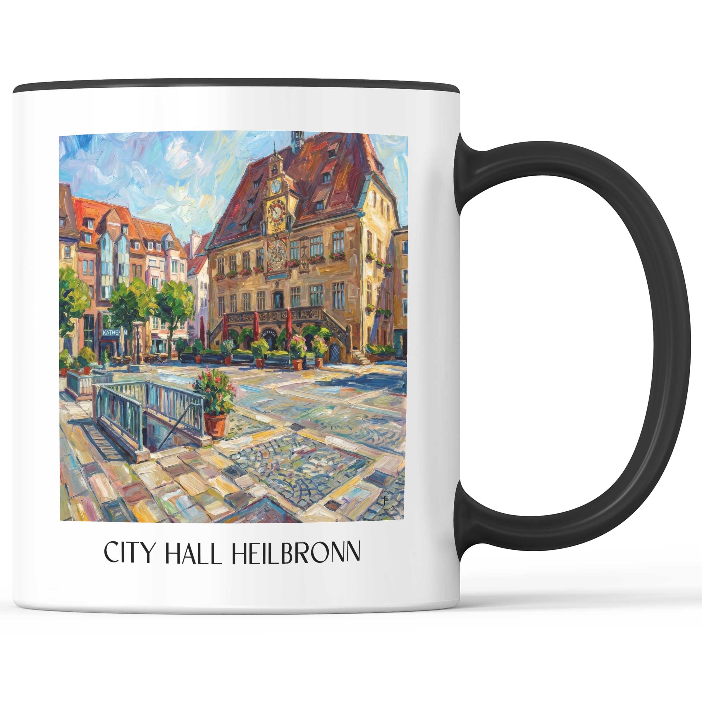 Rathaus Kaffeebecher - Heilbronn - Deutschland Becher - Kaffeetasse im Ölgemälde Stil