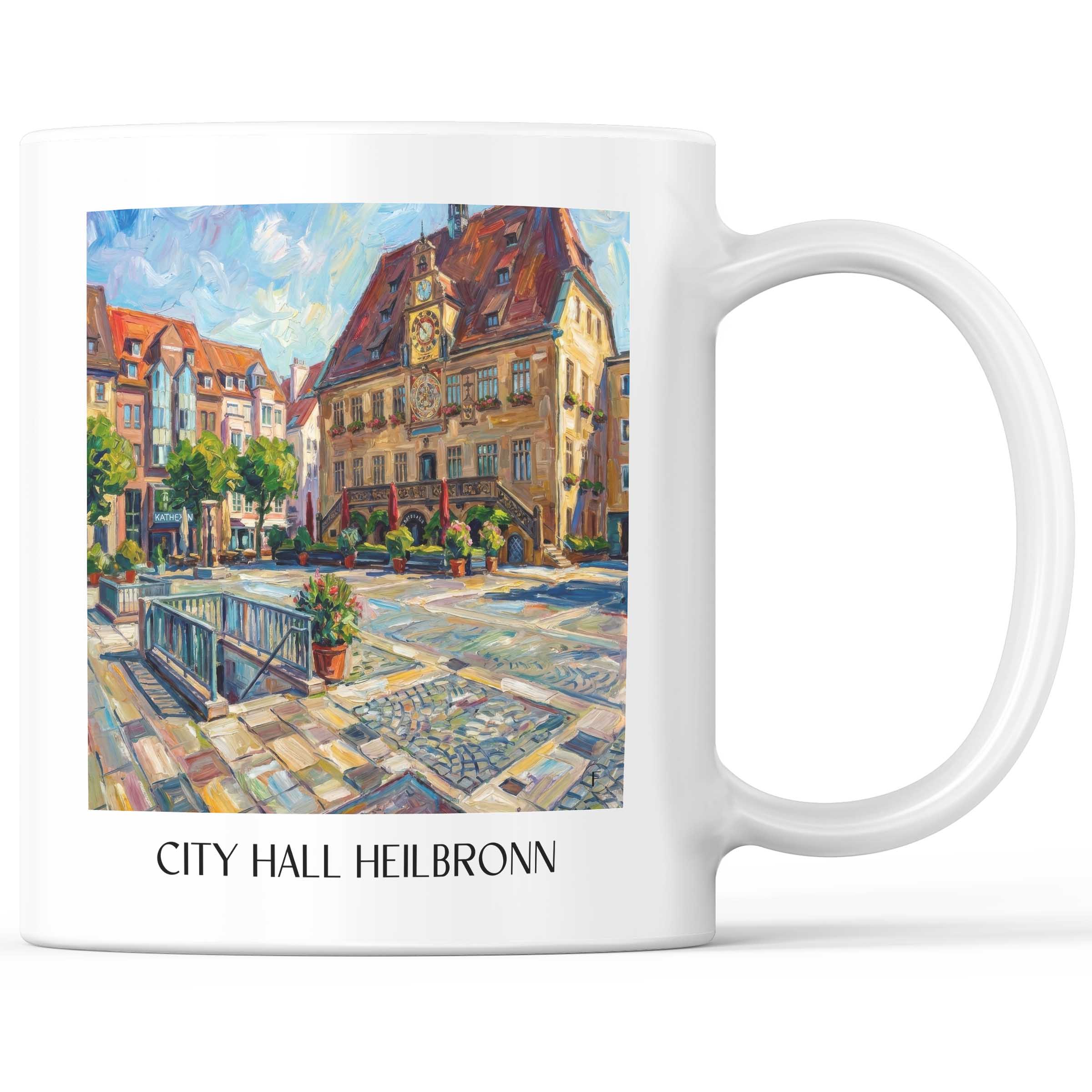 Rathaus Kaffeebecher - Heilbronn - Deutschland Becher - Kaffeetasse im Ölgemälde Stil