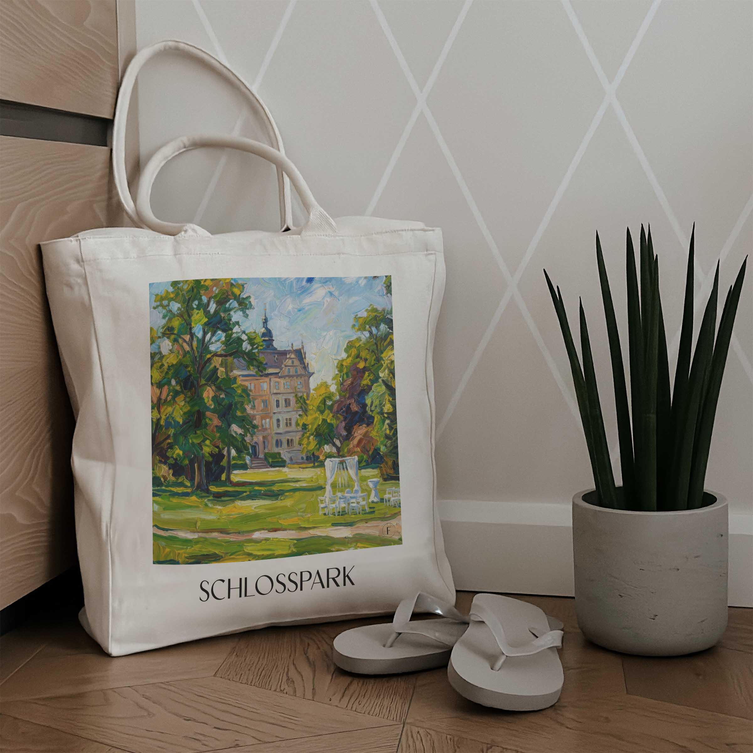 schlosspark-wolfsburg-deutschland-einkaufstasche-oil-painting-oelgemaelde