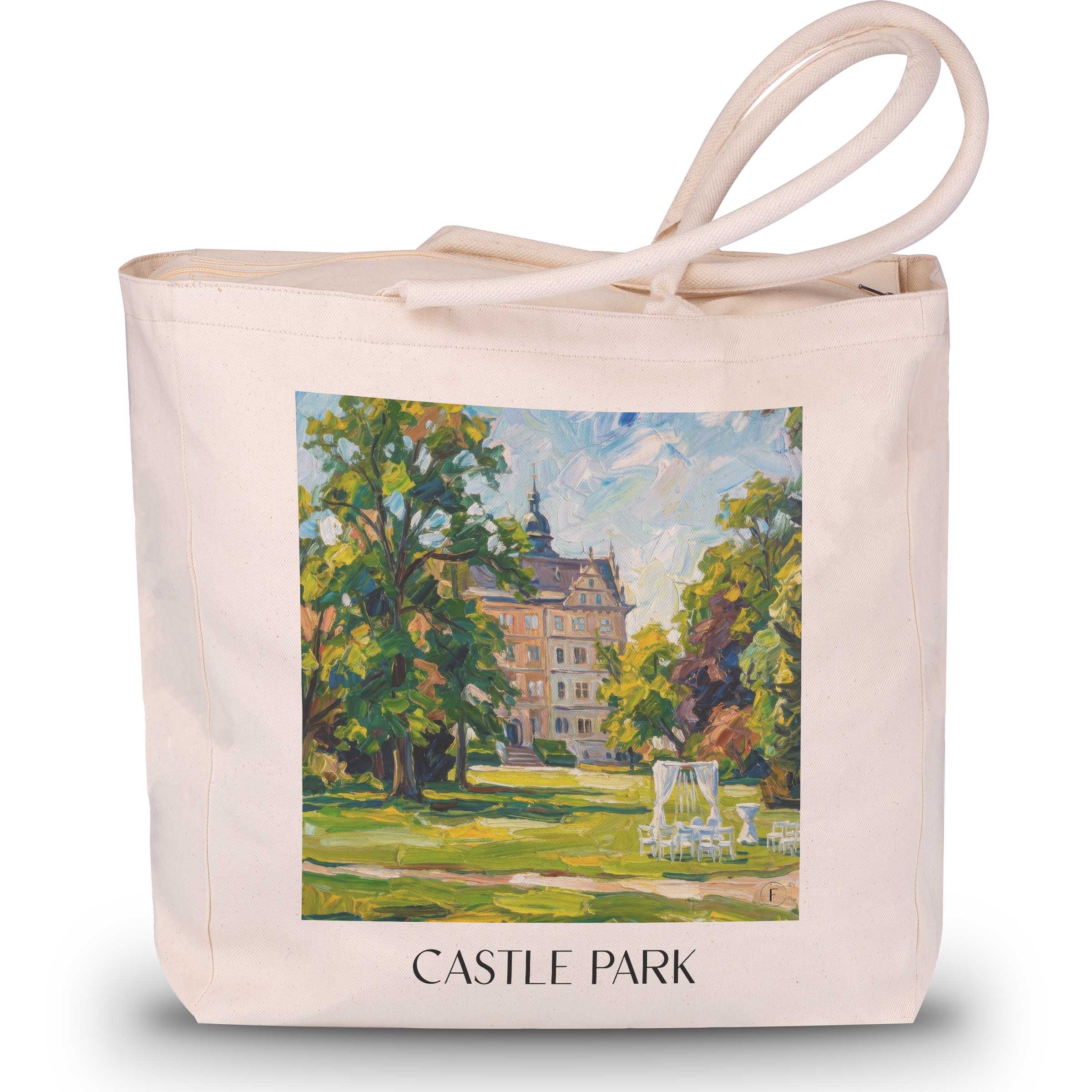 Schlosspark Shopping Tasche - Wolfsburg - Deutschland Tote Bag - Einkaufstasche im Ölgemälde Stil