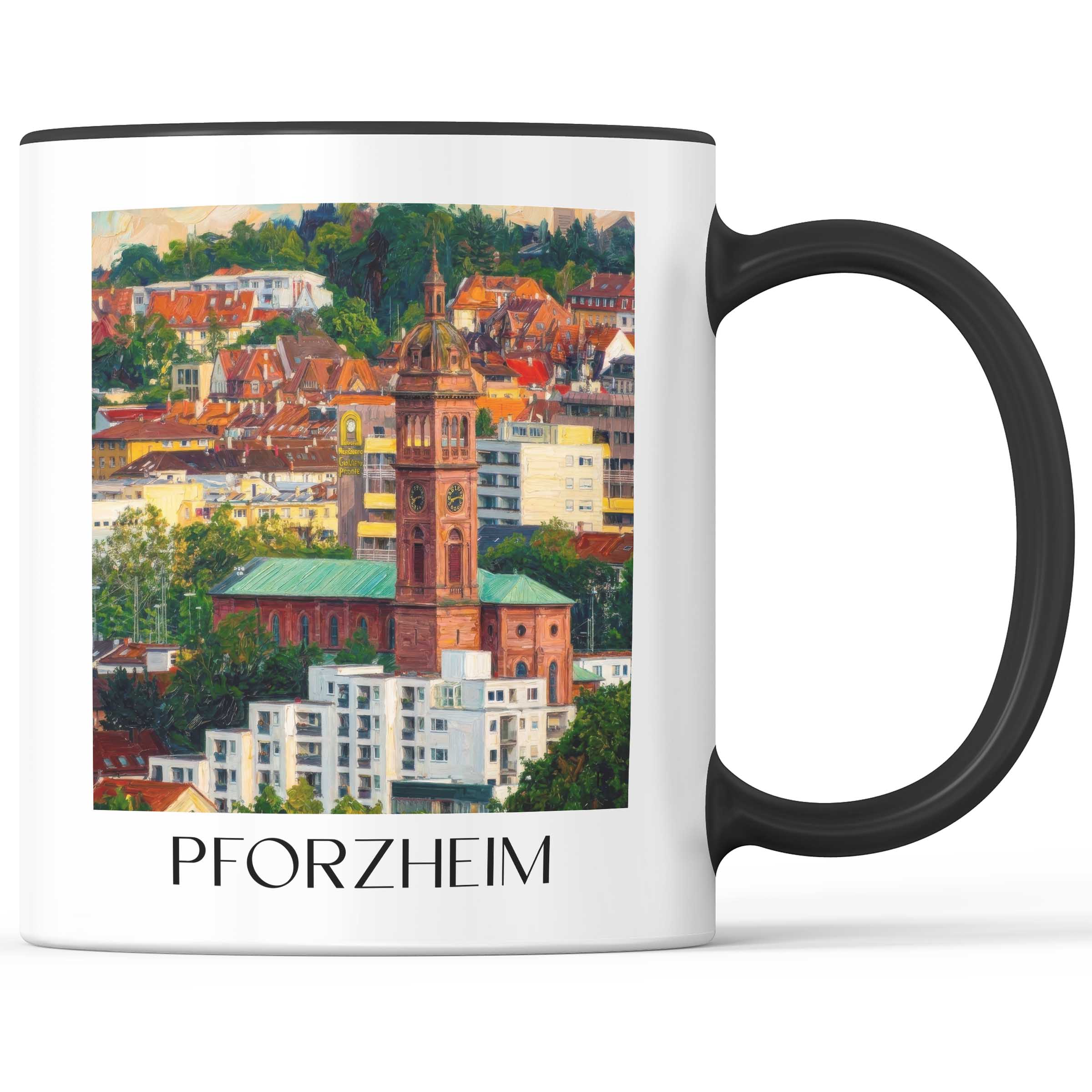 Pforzheim Kaffeebecher - Baden-Württemberg - Deutschland Becher - Kaffeetasse im Ölgemälde Stil