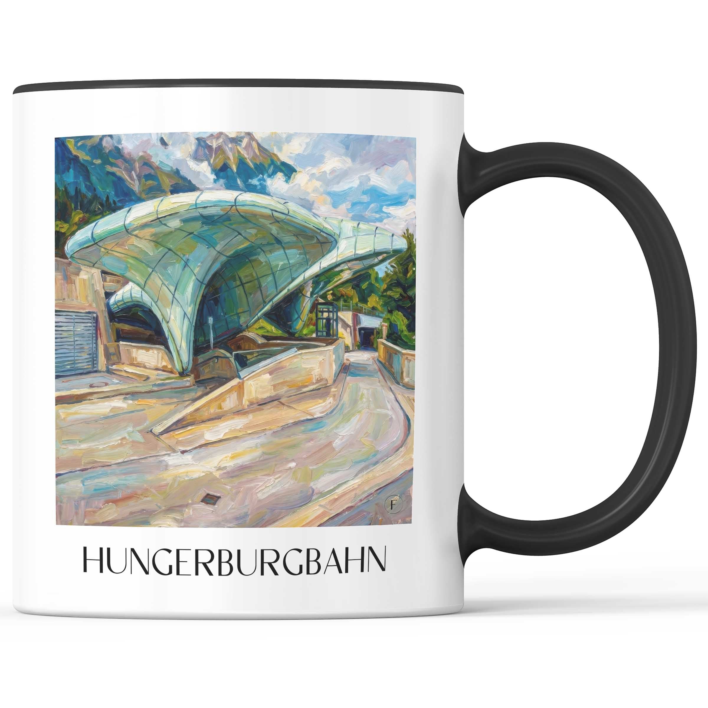 Hungerburgbahn Kaffeebecher - Innsbruck - Österreich Becher - Kaffeetasse im Ölgemälde Stil